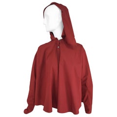 Vintage Romeo Gigli Burgundy Oversize Shirt with Attached Hood Scarf 1980s