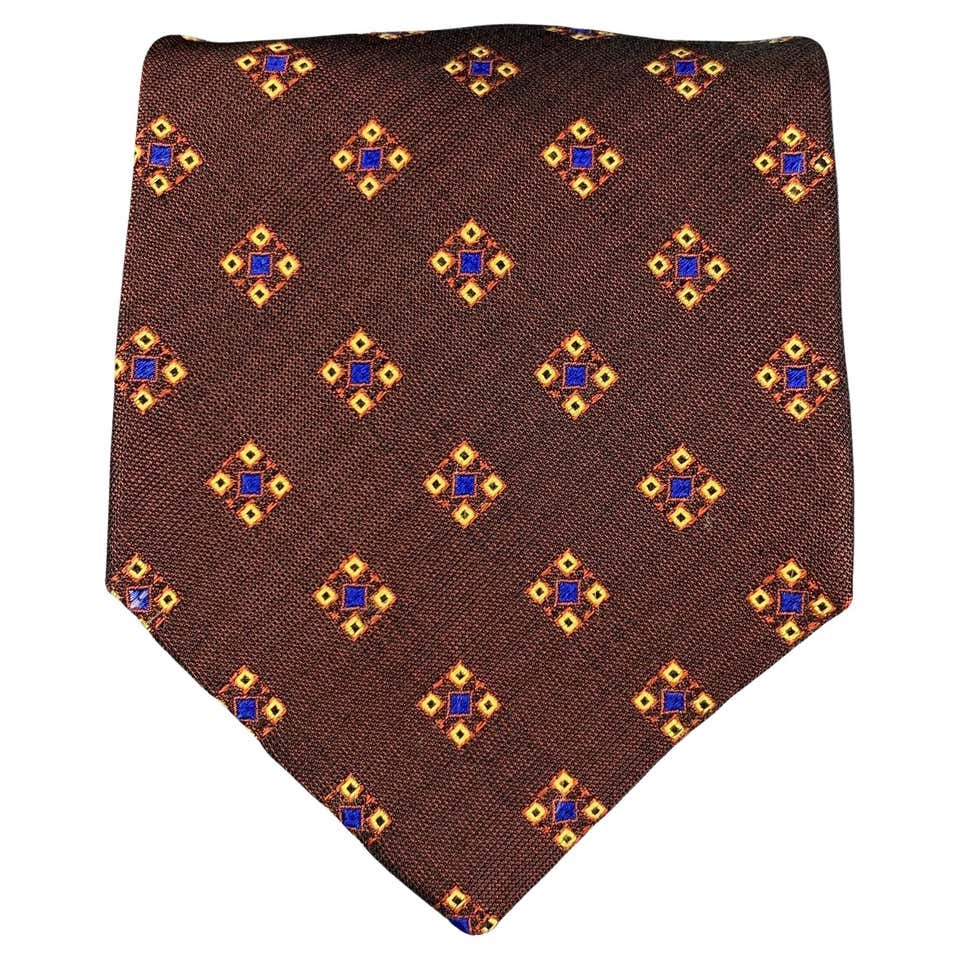 Cravate Homme Vintage Rétro 9 Cm Large – Imprimé Marron Cachemire Traditionnel – Élégante Et Tendance