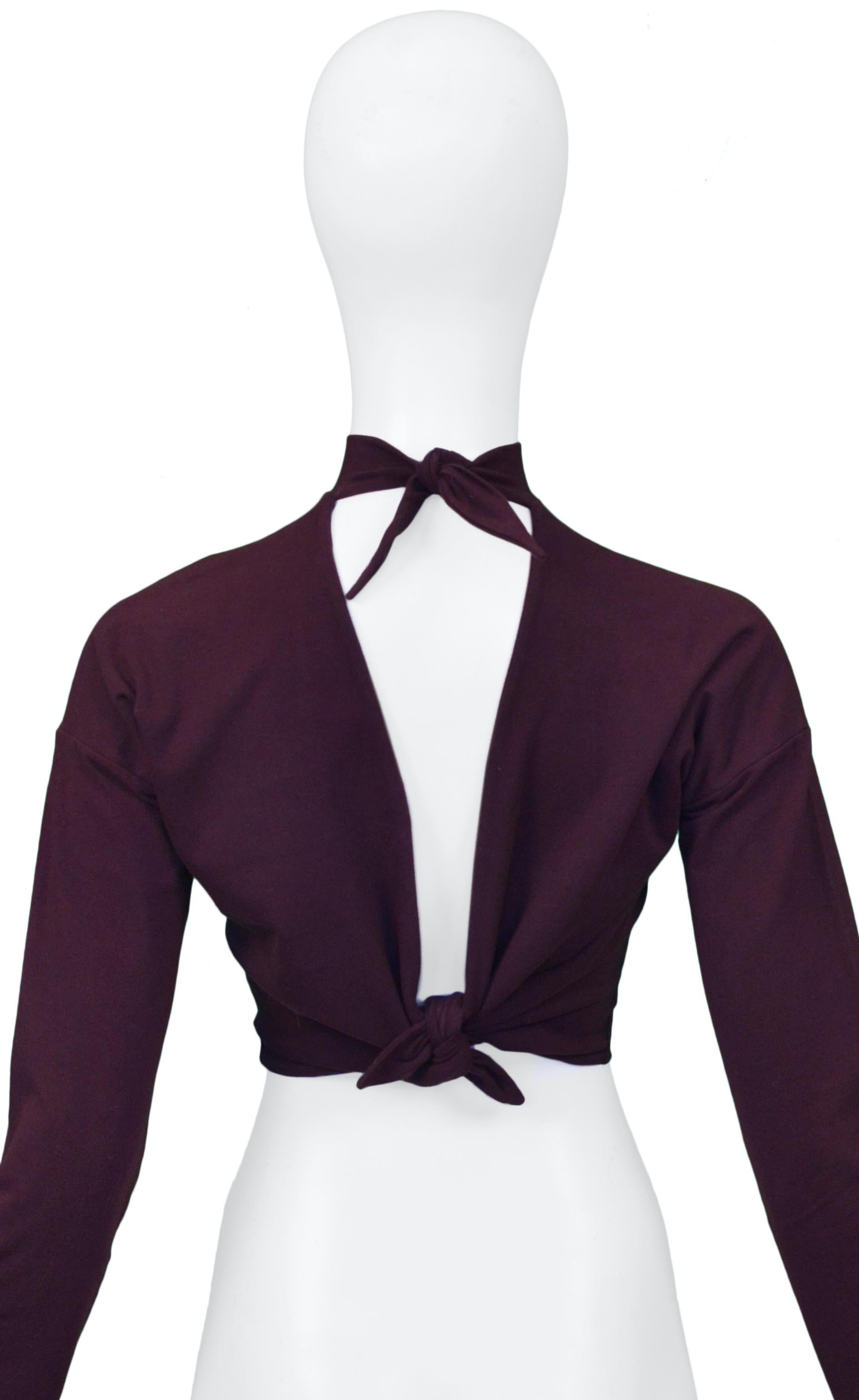 Black Vintage Romeo Gigli Dark Purple Tie Back Crop Top