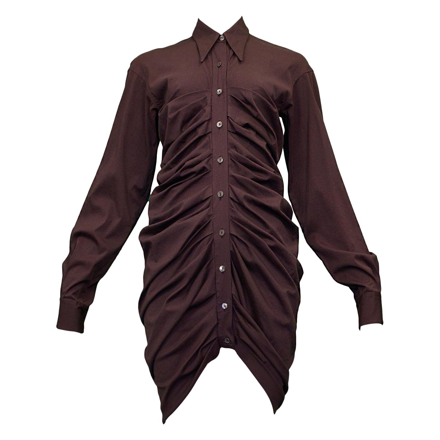 Vintage Romeo Gigli Purple Pleated Shirt Dress