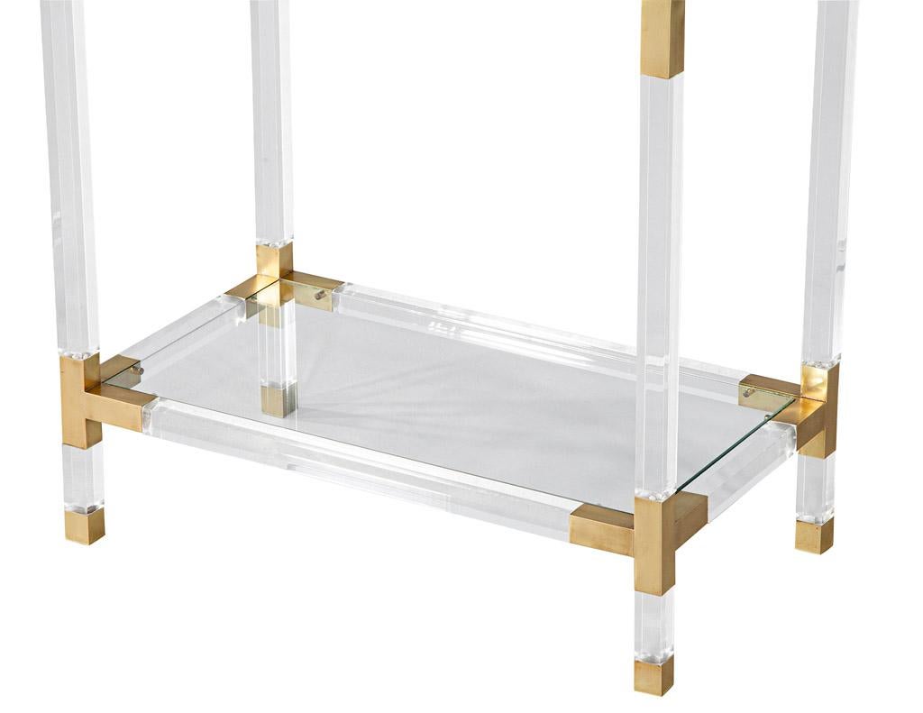 Late 20th Century Vintage Romeo Rega Acrylic and Brass Console Table Circa 1970’s For Sale