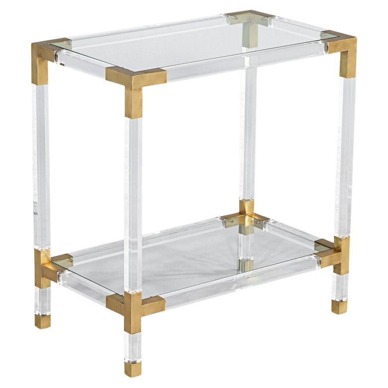 Vintage Romeo Rega Acrylic and Brass Console Table Circa 1970’s For Sale