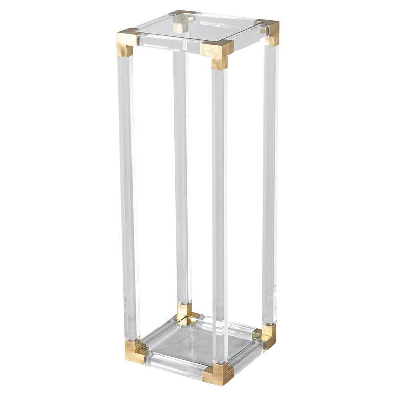Vintage Romeo Rega Acrylic and Brass Pedestal Stand For Sale