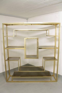 Vintage Romeo Rega Brass & Glass Shelving / Etagère, Italy, Ca. 1970s