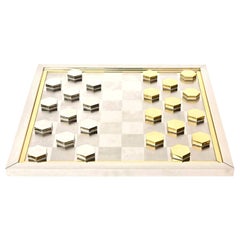 Romeo Rega d'epoca firmato in ottone e cromato Gioco della Dama Italiano Restaurato