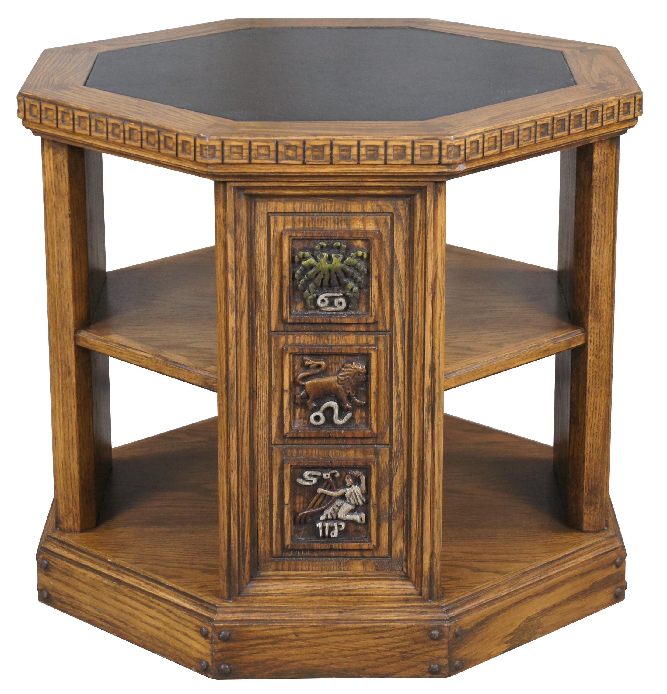 vintage octagon end table with storage
