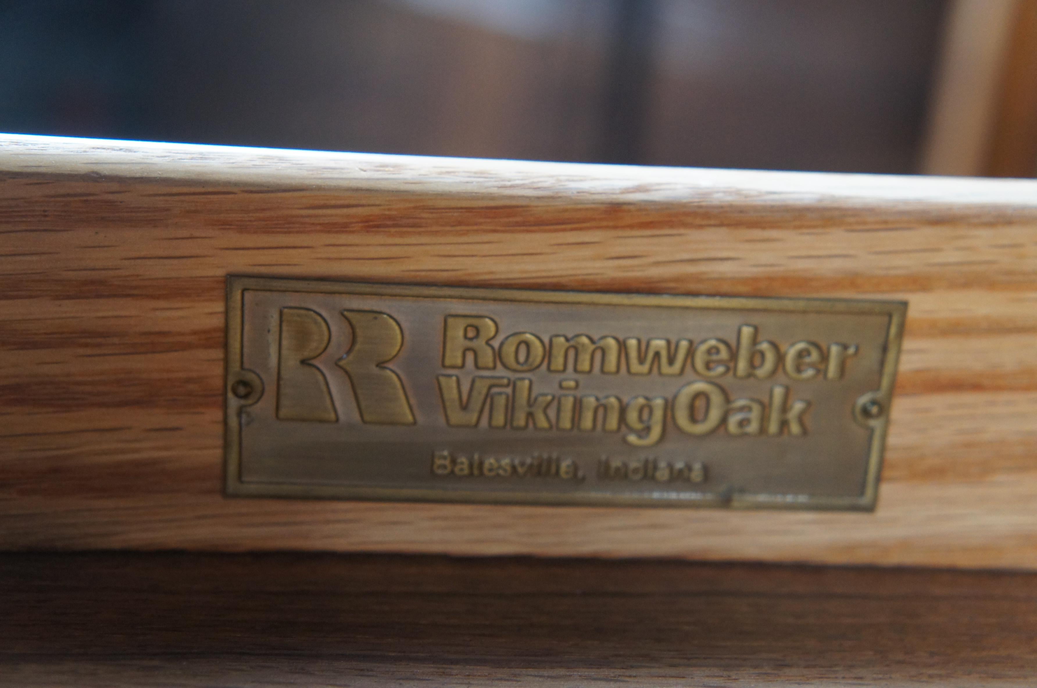 Late 20th Century Vintage Romweber Viking Oak Executive Kneehole Office Library Writing Desk