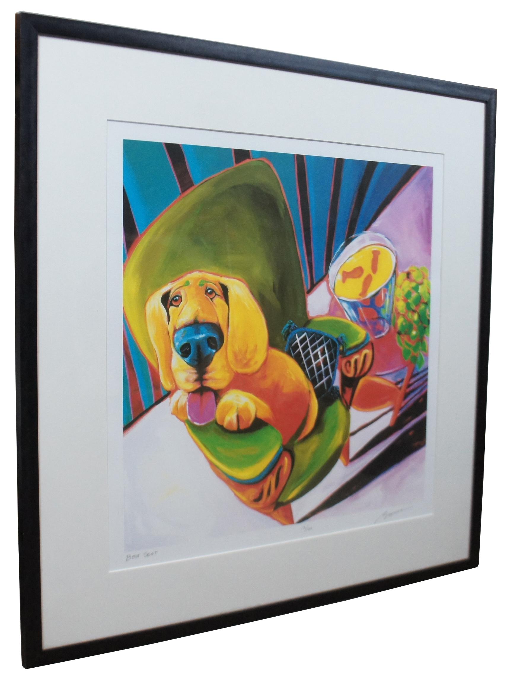 Expressionist Vintage Ron Burns Best Seat Giclee Print Dog Puppy in Favorite Chair