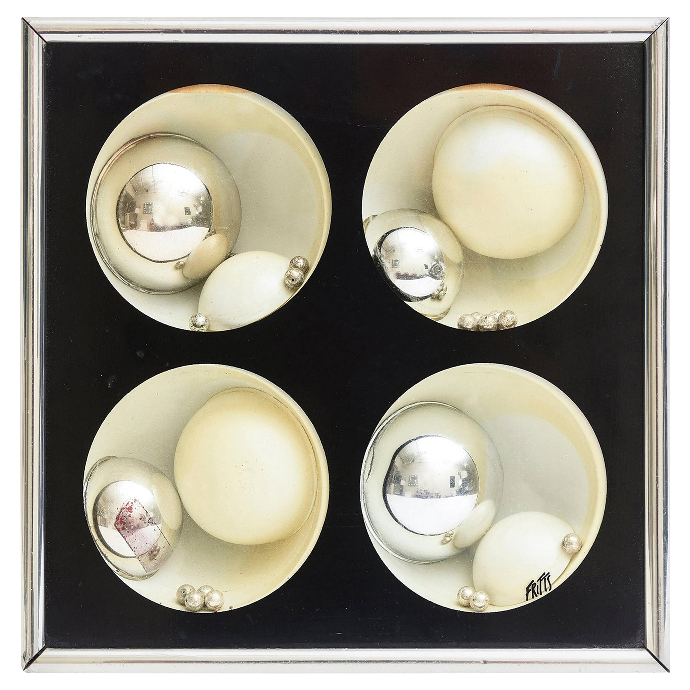 Sculpture murale Pop Art ancienne signée Ron Fritts, chrome, bois et plexi en vente