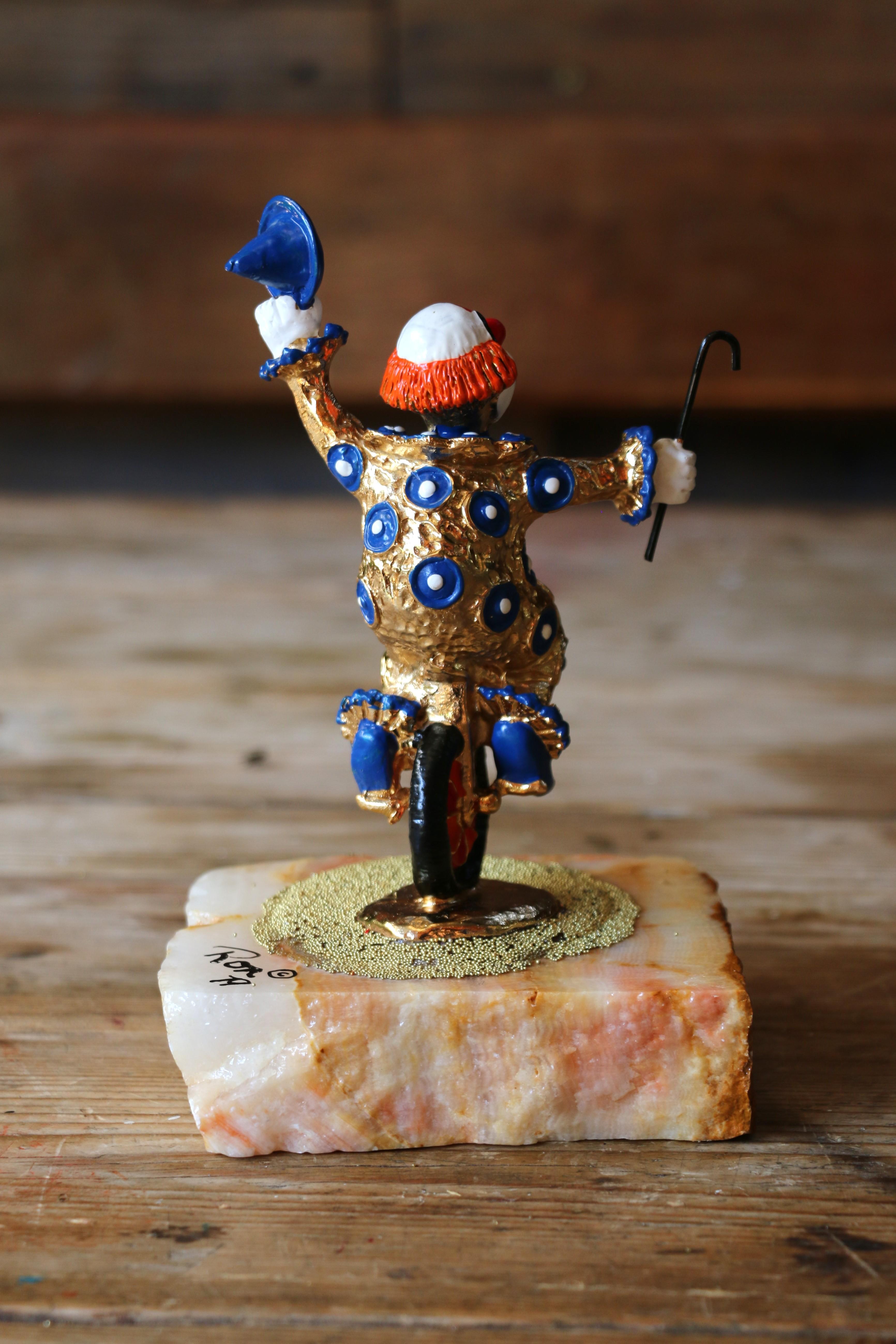 Americano Vintage Ron Lee Clown Circus Figurine su base di onice, 1979 in vendita
