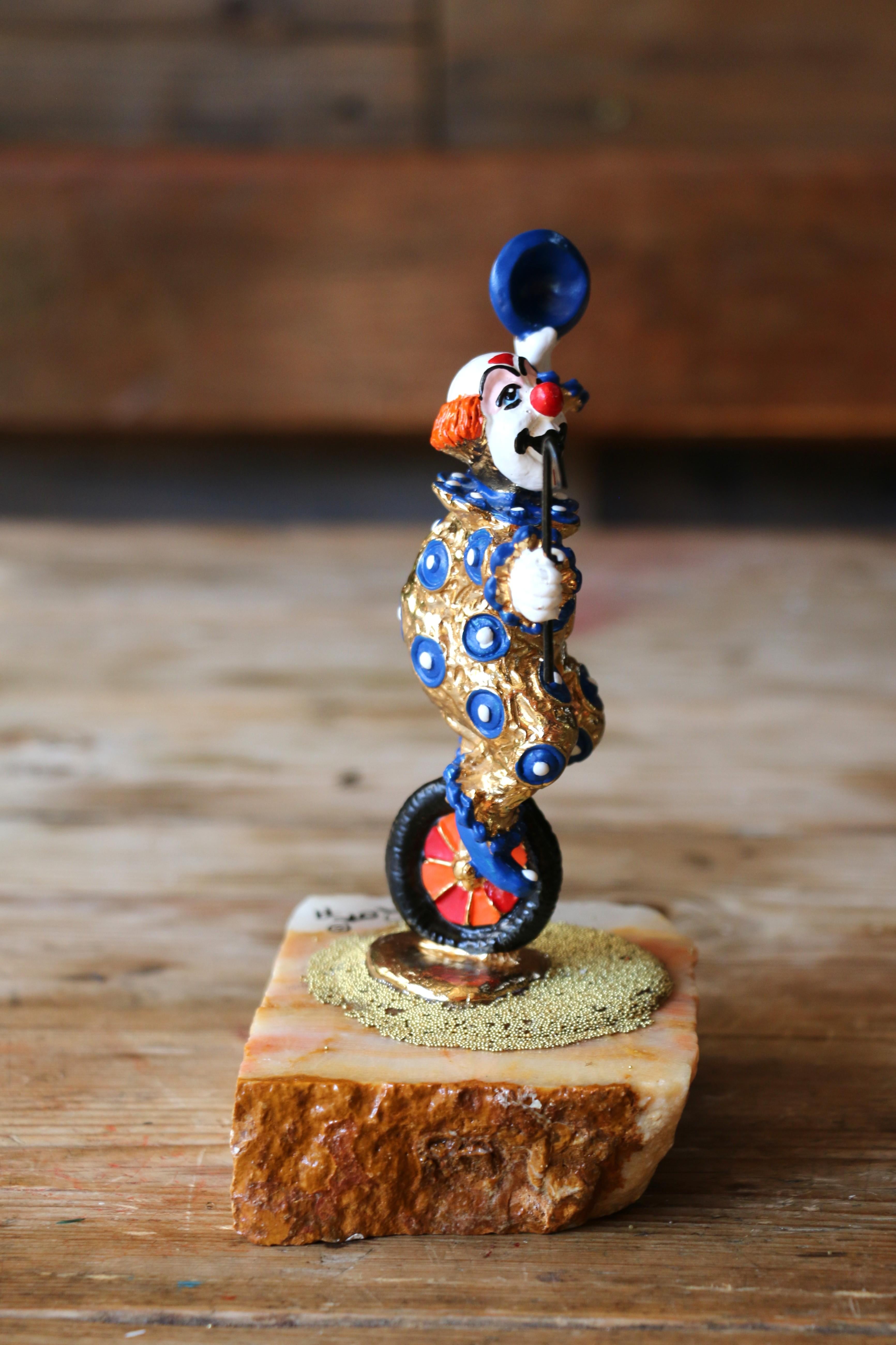 Fine XX secolo Vintage Ron Lee Clown Circus Figurine su base di onice, 1979 in vendita