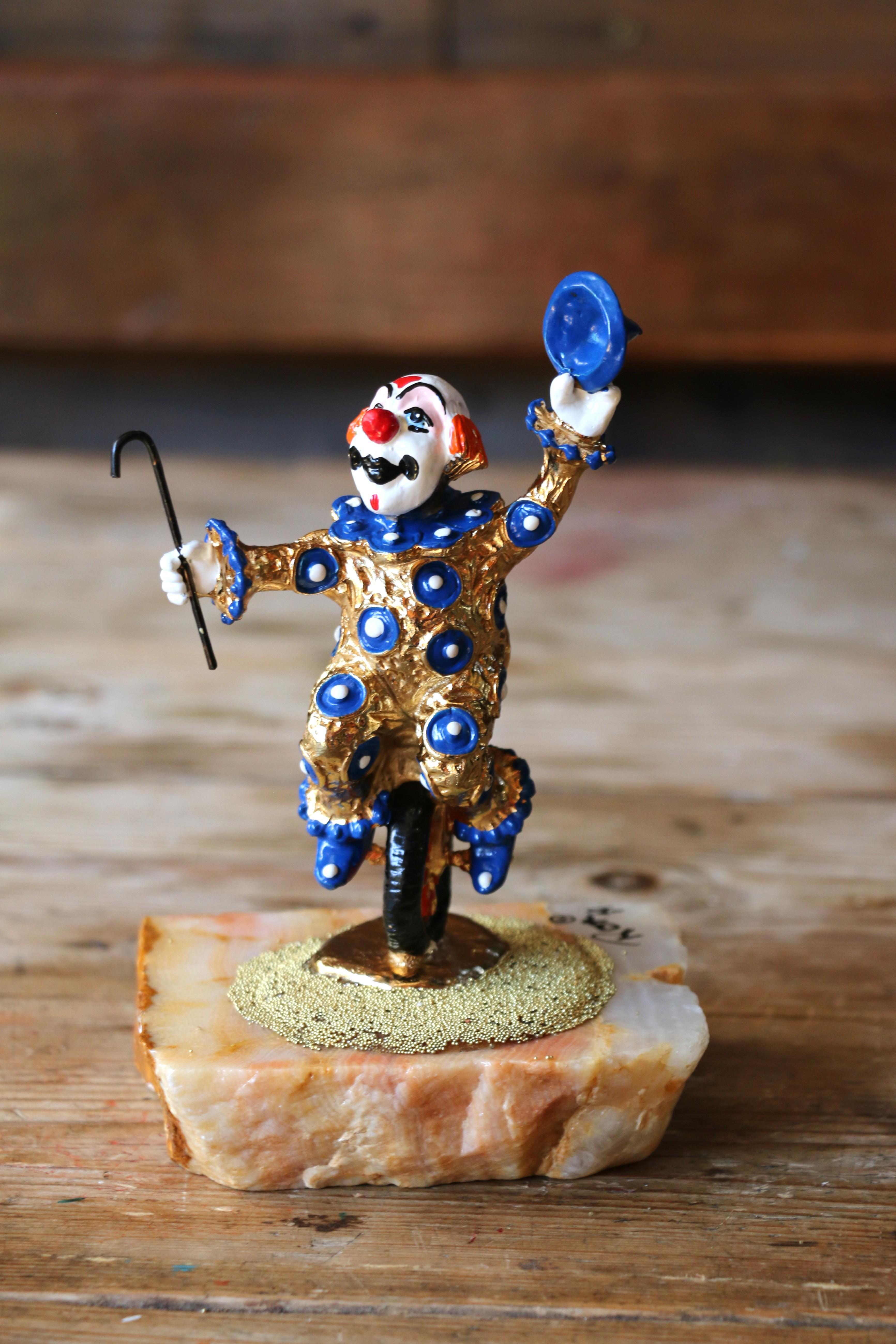 Vintage Ron Lee Clown Circus Figurine su base di onice, 1979 in vendita 1