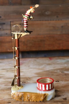 Vintage Ron Lee Clown Sculpture, "High Diver" or "Diving Board Circus Clown"