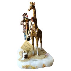 Vintage Ron Lee Clown Sculpture Titled "Washing the Giraffe", 1985