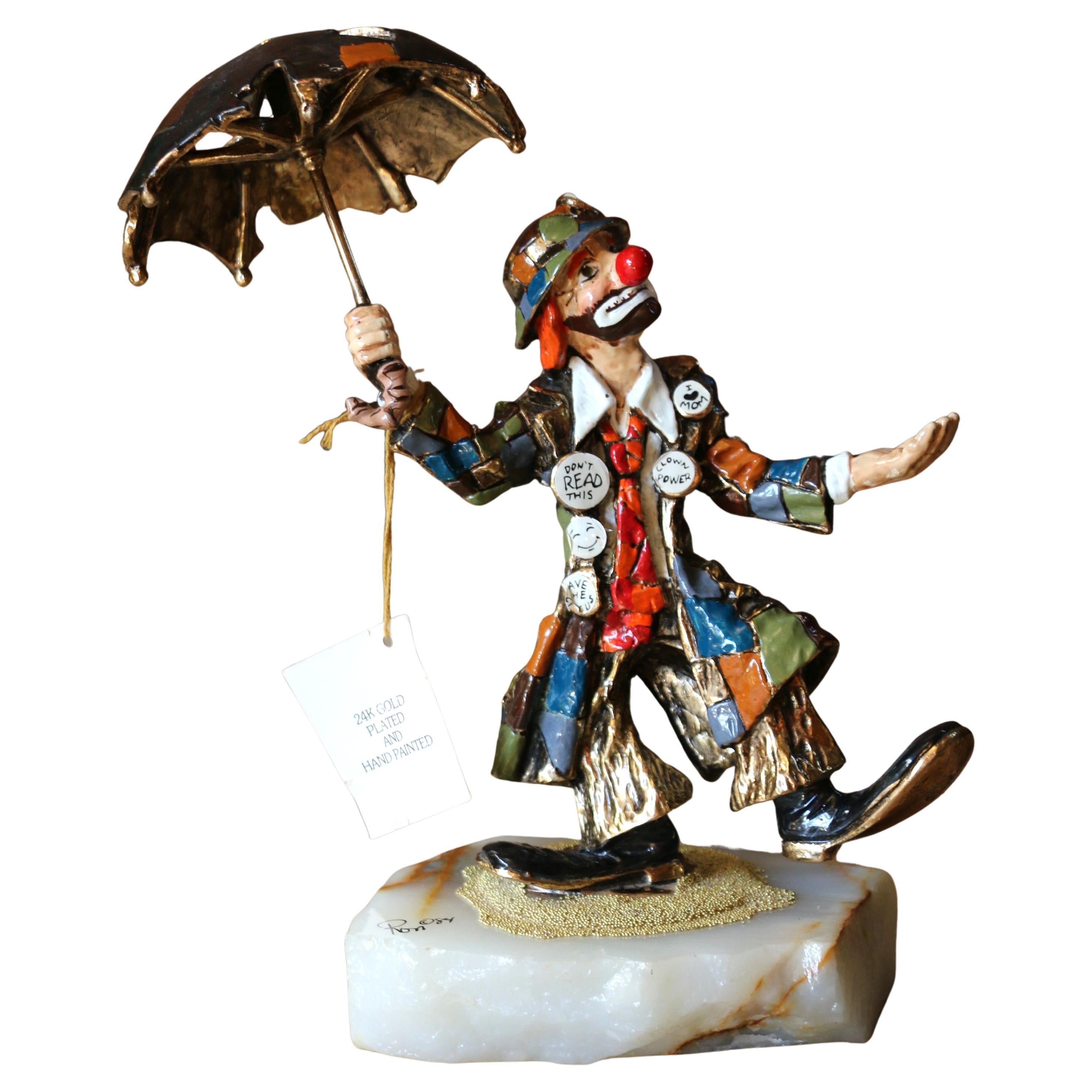 Vintage Ron Lee Hobo Clown "Singing in the Rain" Figurine Statue, 1984