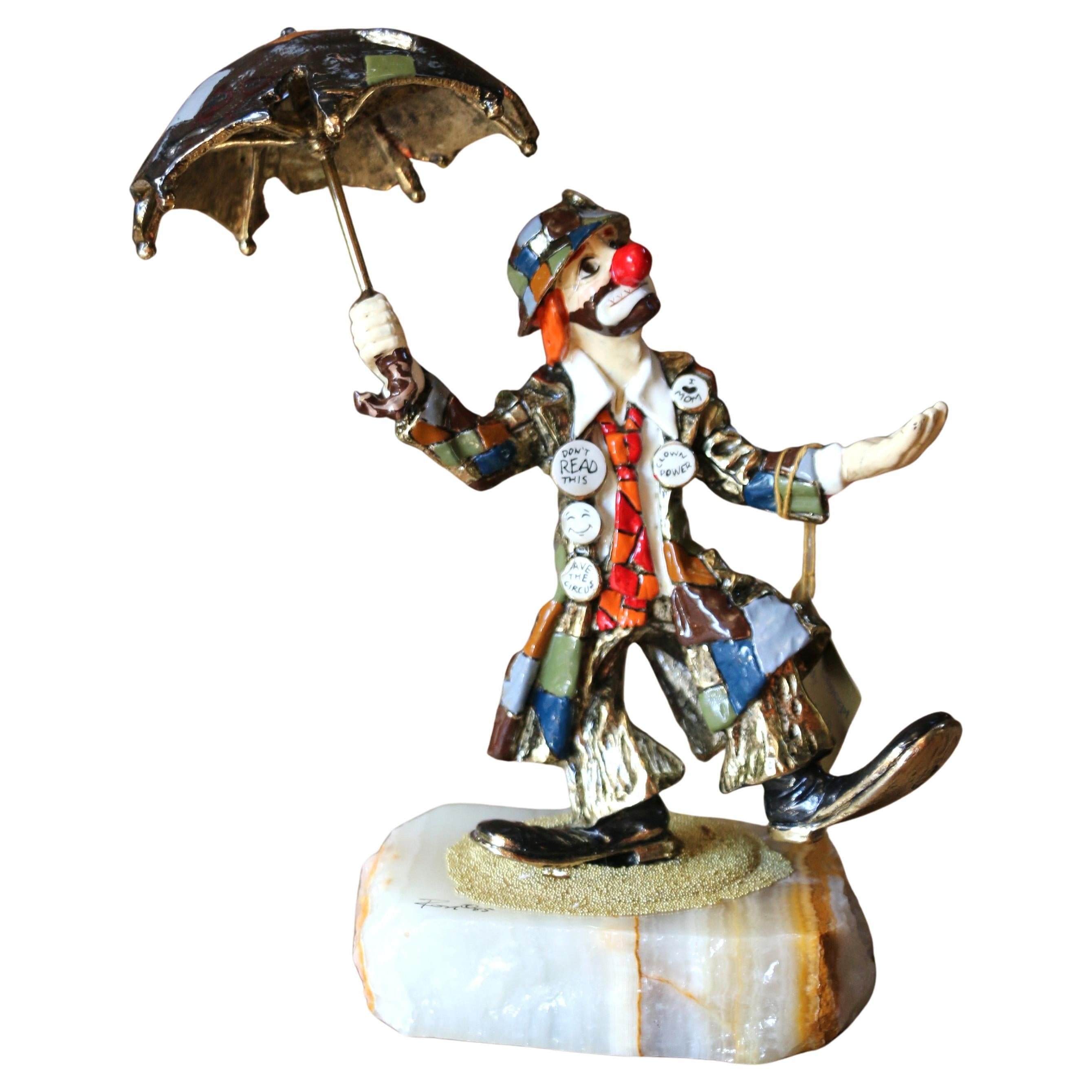 Vintage Ron Lee Hobo Clown "Singing in the Rain" Figurine Statue, 1985