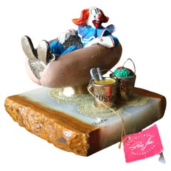 Vintage Ron Lee Sculpture "Bozo the Clown in a Hot Dog Bun, " Circa 1980s