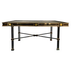 Vintage Ron Seff Substantial Gun Metal Bronze & Brass Table, circa 1980s
