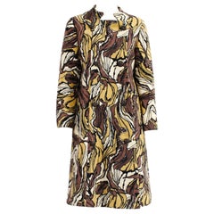 Vintage Ronald Amey Wollmantel 1960er Jahre Abstrakte Druck Cut Out Kragen