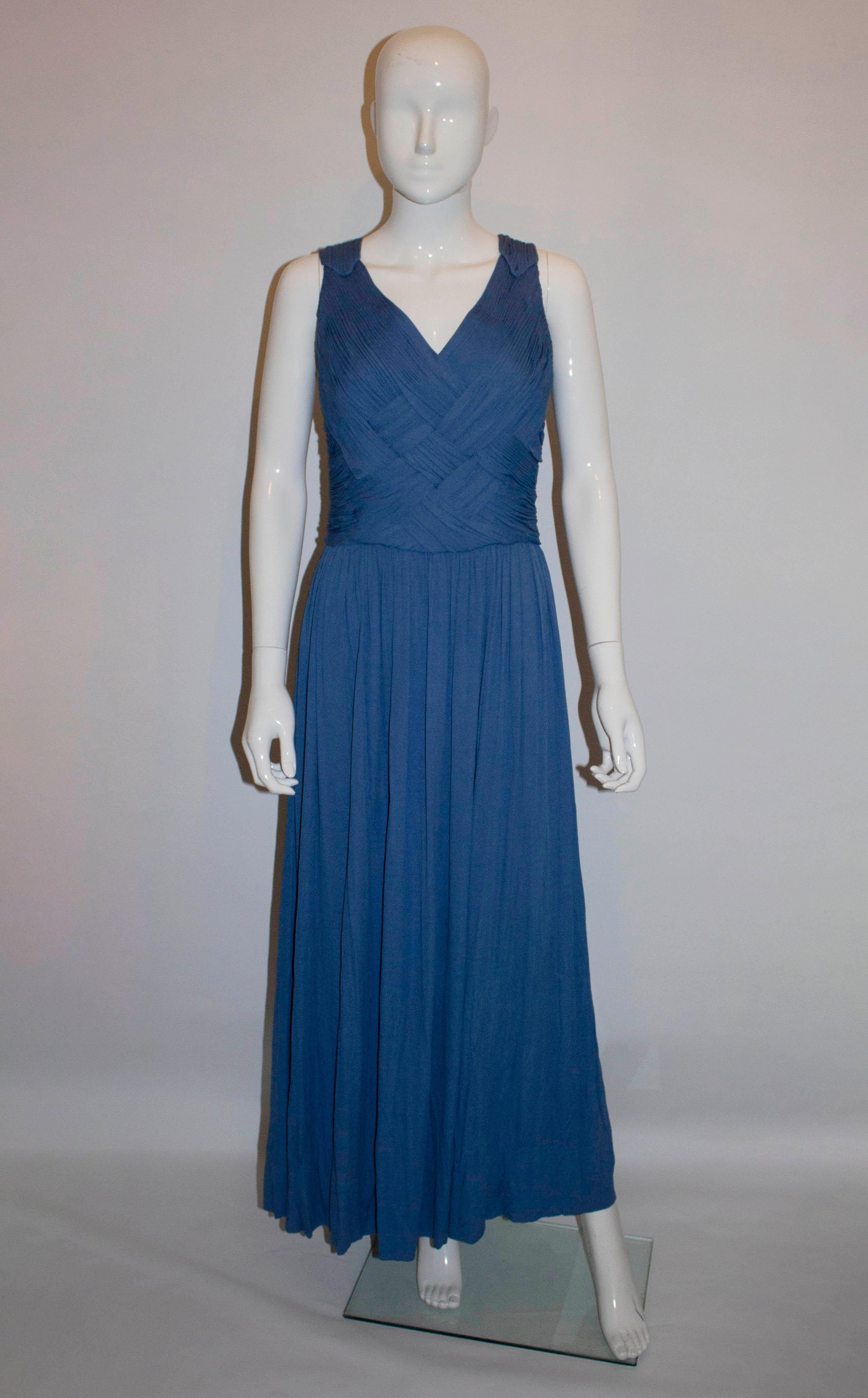 Vintage Ronerg Couture Sky Blue Jersey Gown For Sale 1