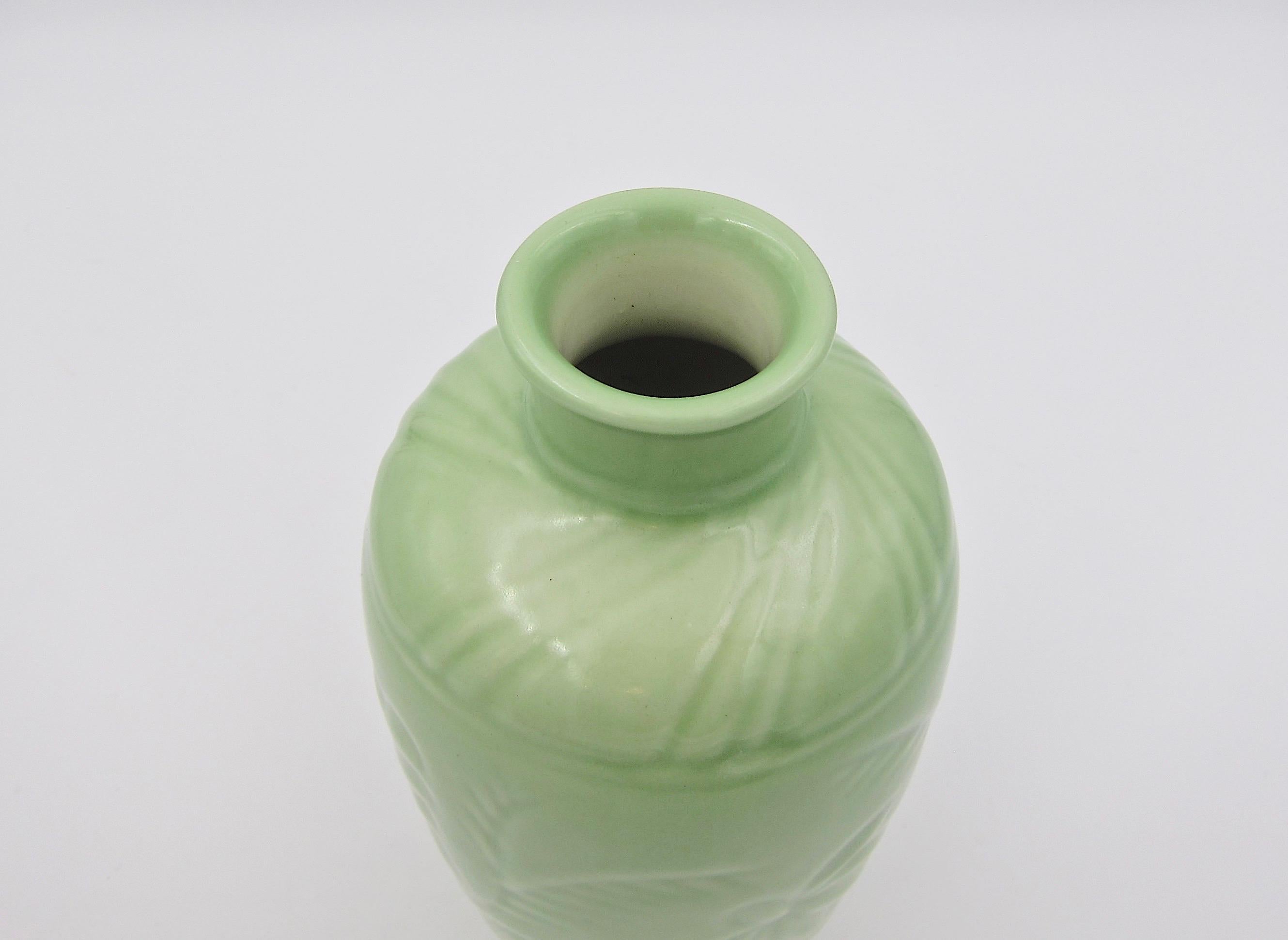 Glazed Vintage Rookwood Pottery Vase with Glossy Green Glaze, 1935