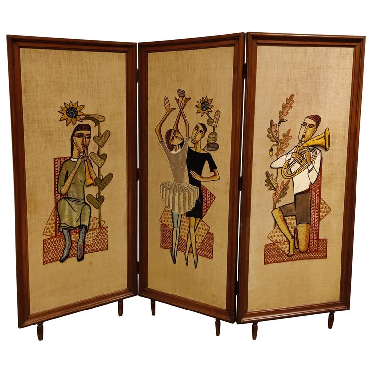 Vintage Room Divider or Folding Screen, 1950s at 1stDibs 1950s room