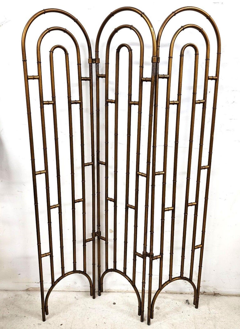 Vintage Room Divider Screen Paravent Regency Steampunk Steel For Sale