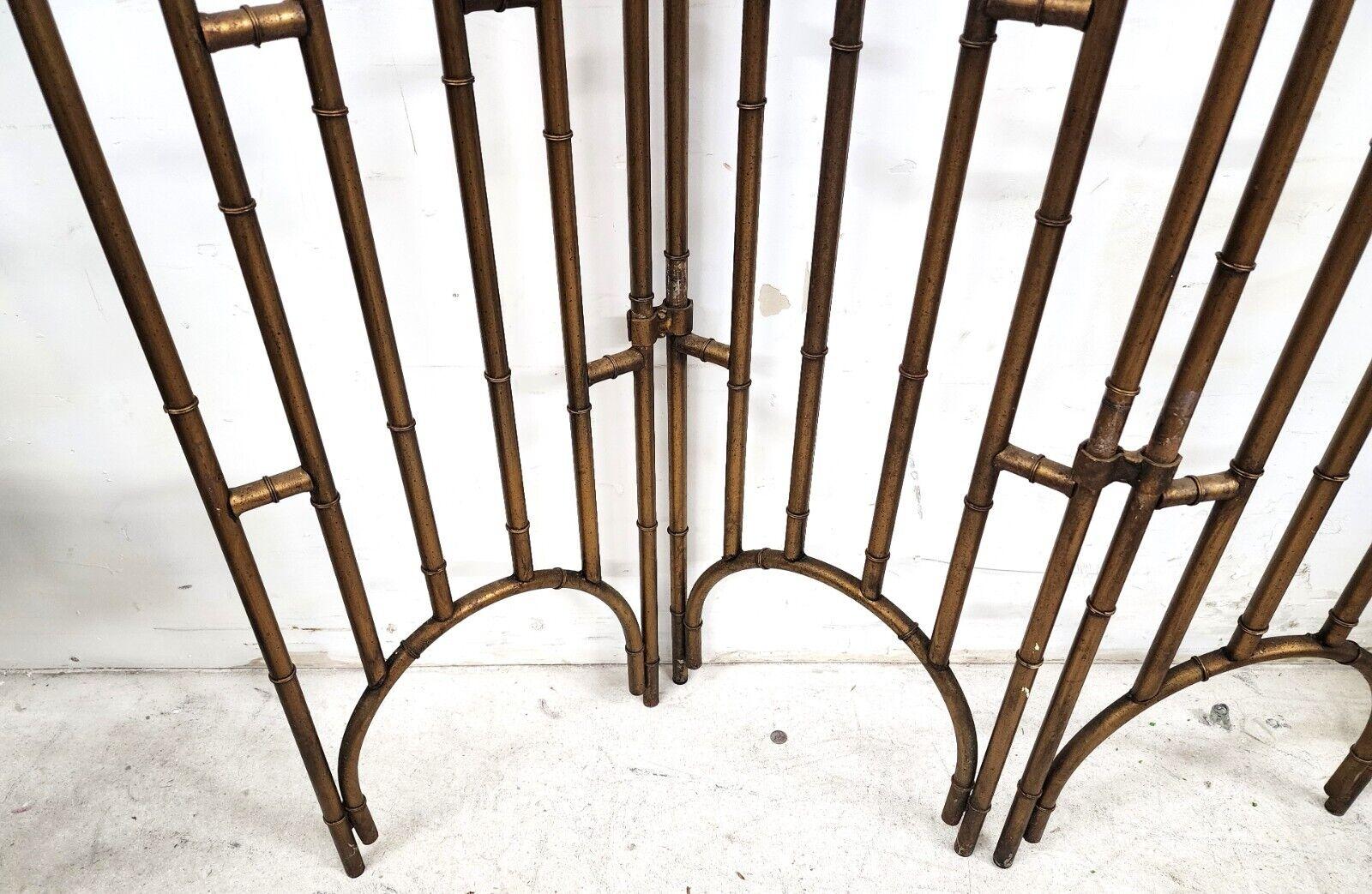 Mid-20th Century Vintage Room Divider Screen Paravent Regency Steampunk Steel For Sale