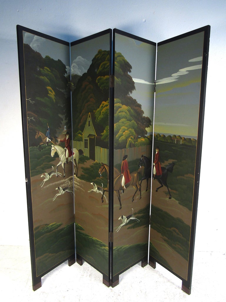 Vintage Room Divider with Equestrian Scene For Sale at 1stDibs | scene ...