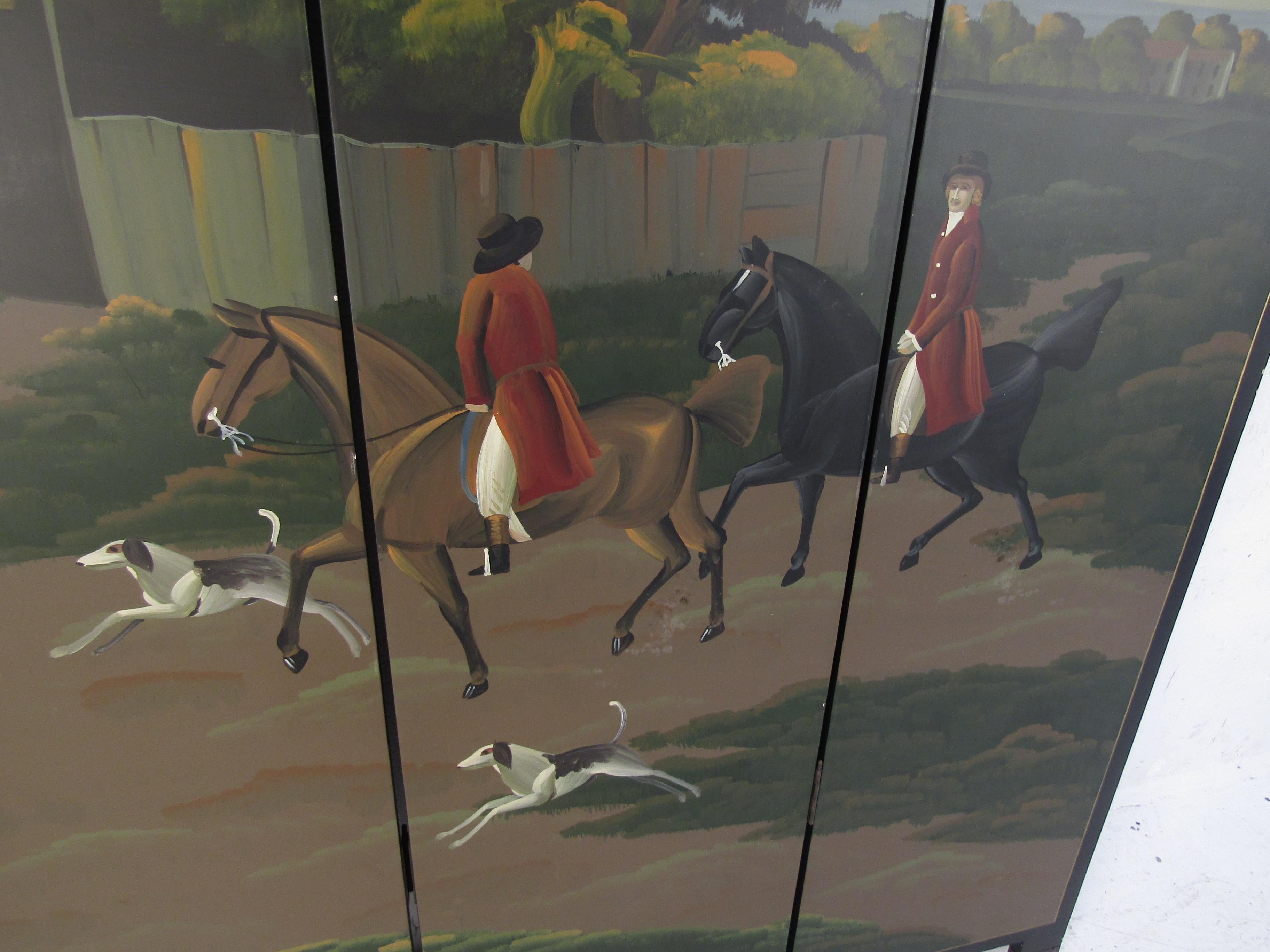 20th Century Vintage Room Divider with Equestrian Scene