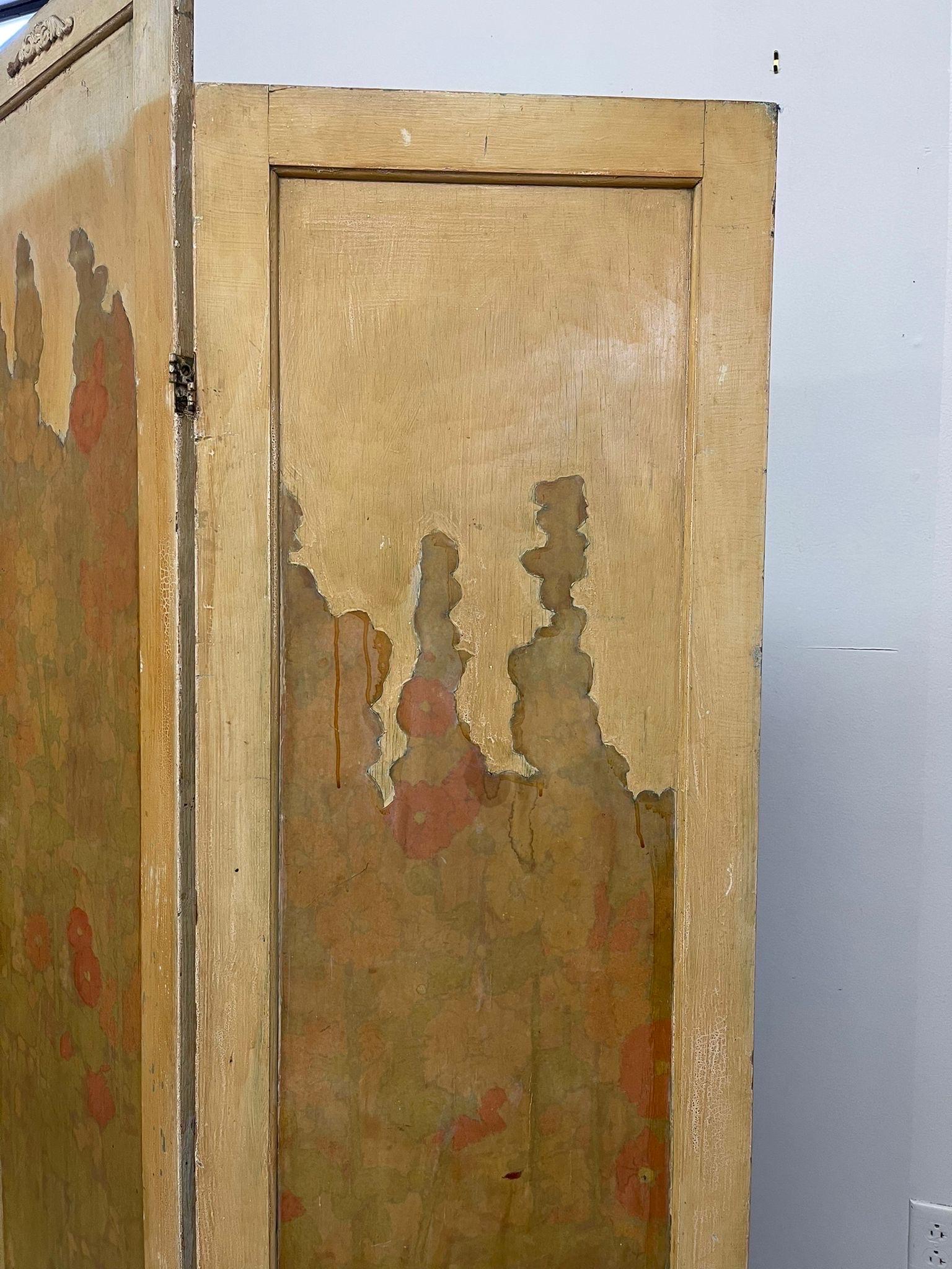 Late 20th Century Vintage Room Divider With Floral Motif. For Sale