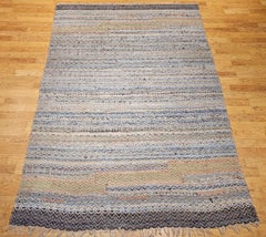 Vintage 1920s American Rag Rug, Handwoven Wool & Cotton, Multicolor