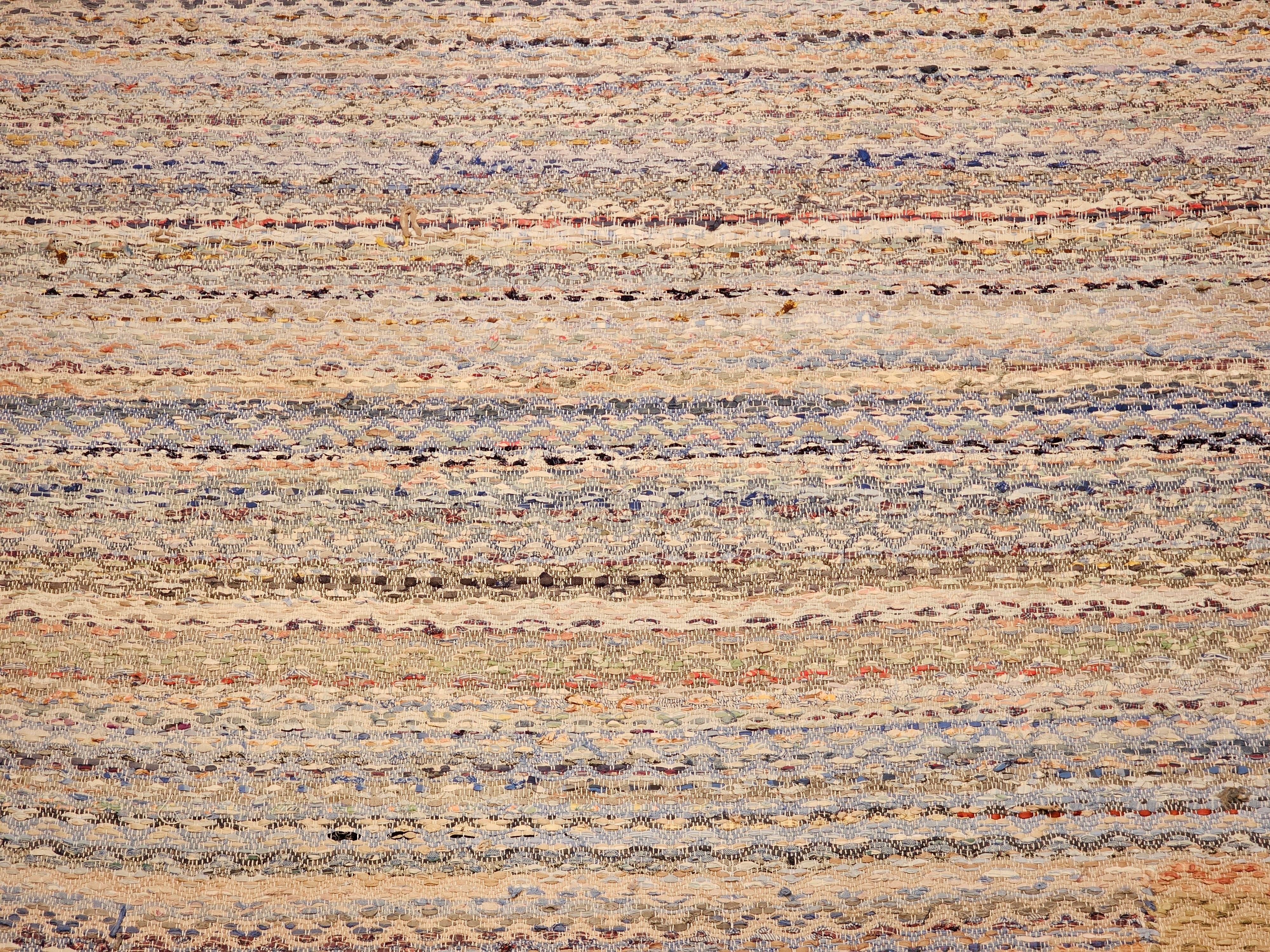 Early 20th Century Room Size American Rag Rug in Multicolor Striped Pattern In Good Condition For Sale In Barrington, IL
