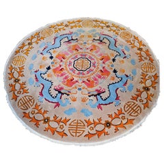 Vintage Room Size Art Deco Chinese Round Rug