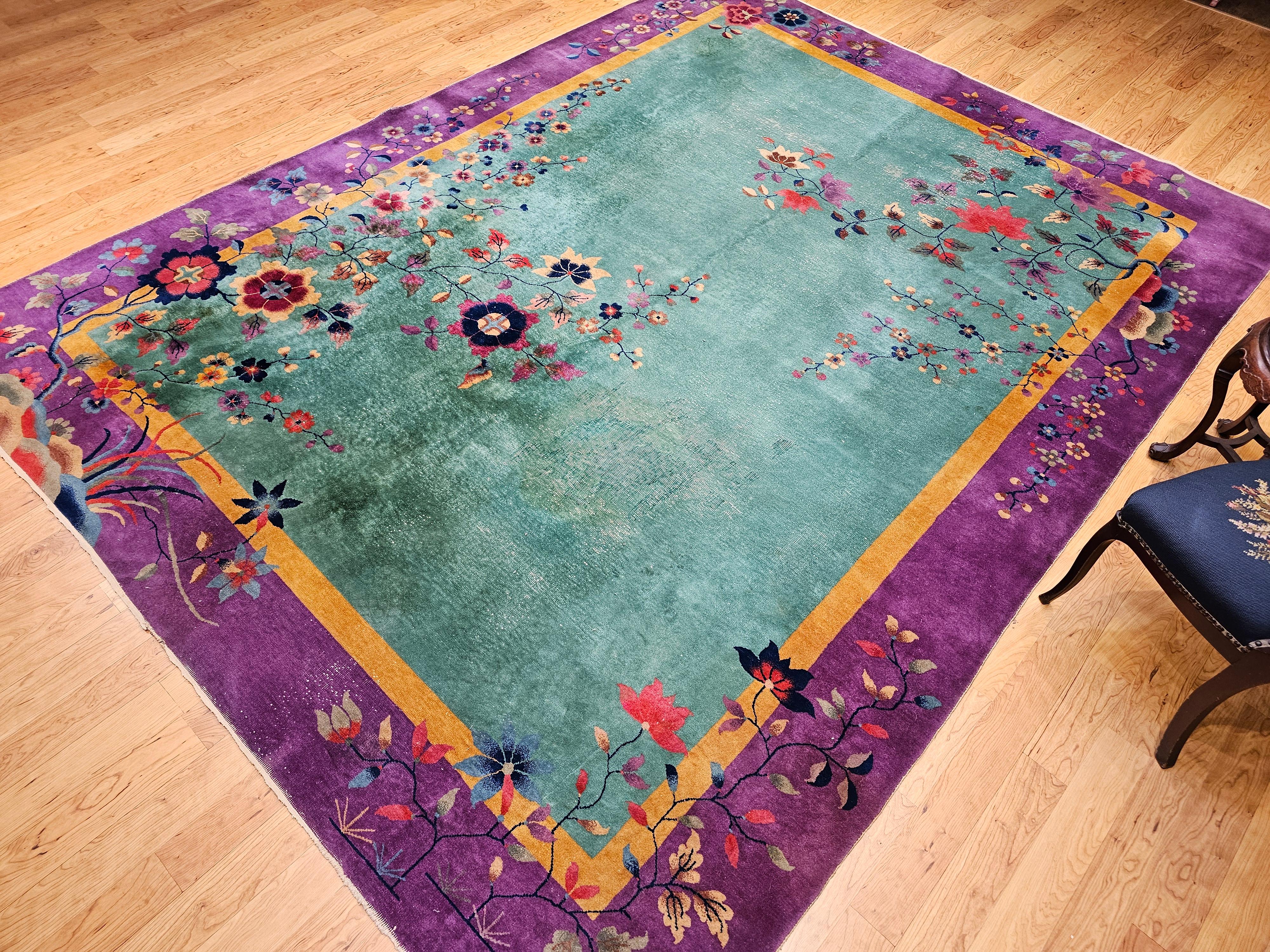Vintage Room Size Art Deco Chinese Rug For Sale 7