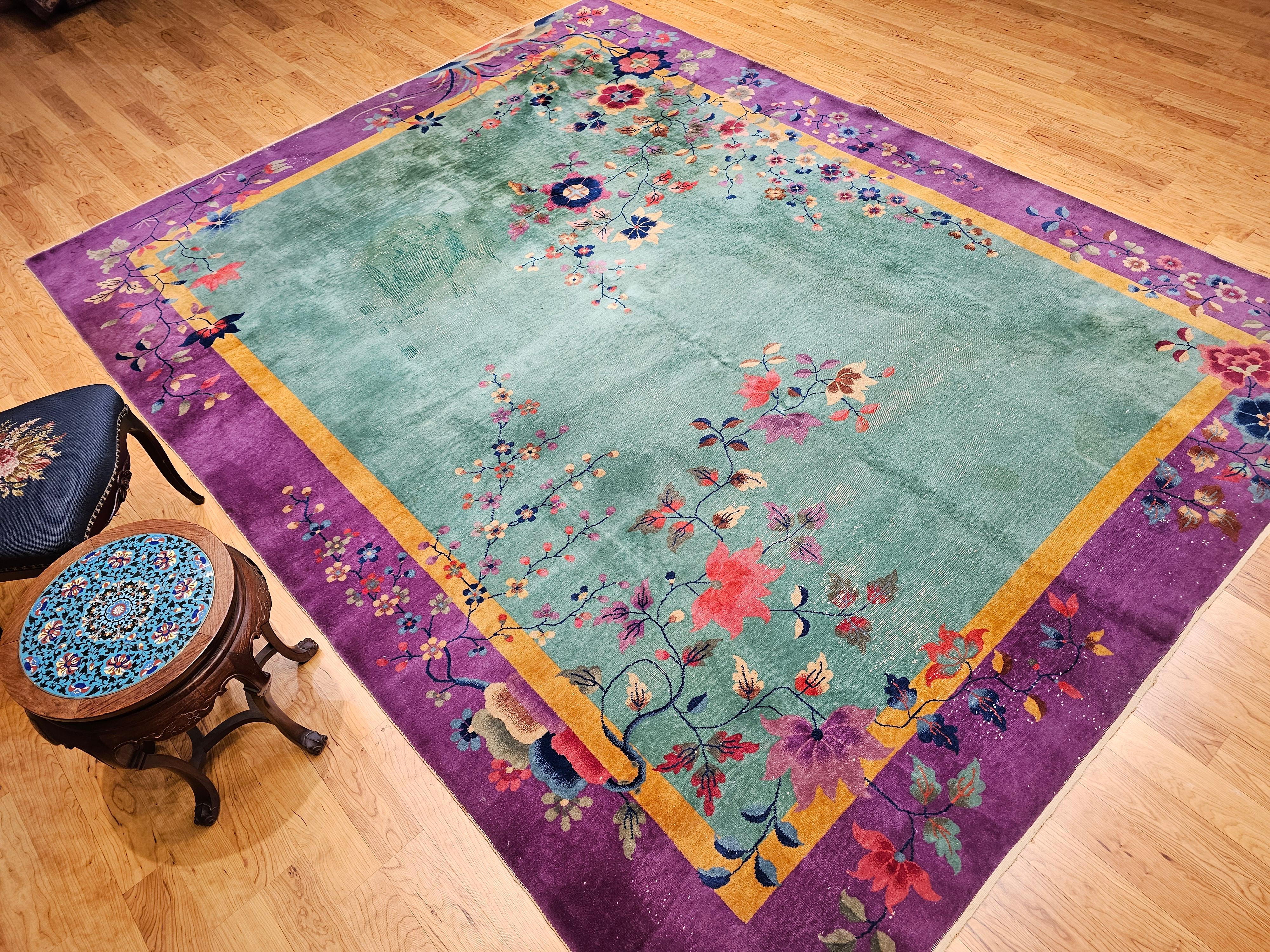 Vintage Room Size Art Deco Chinese Rug For Sale 9