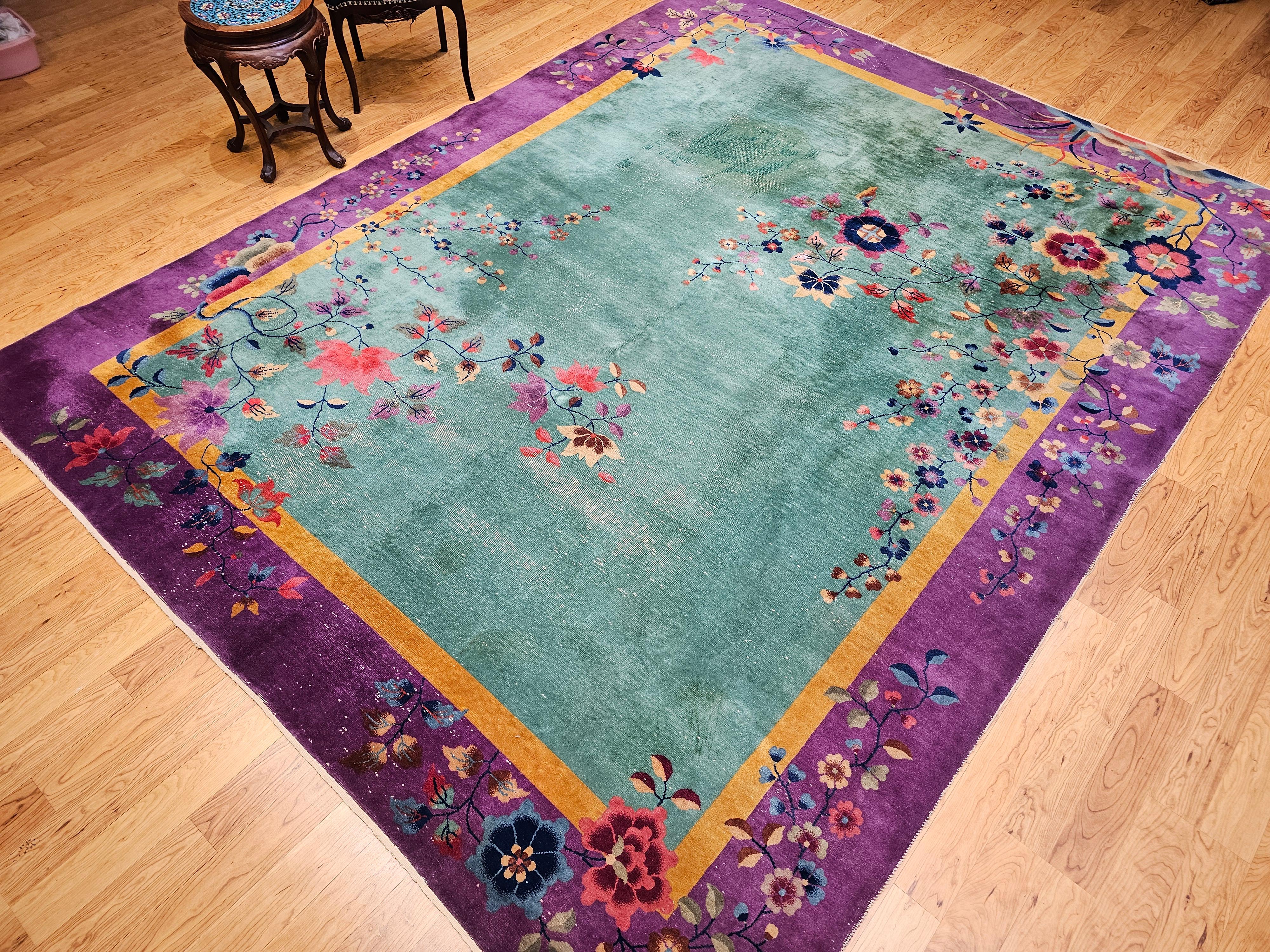 Vintage Room Size Art Deco Chinese Rug For Sale 11