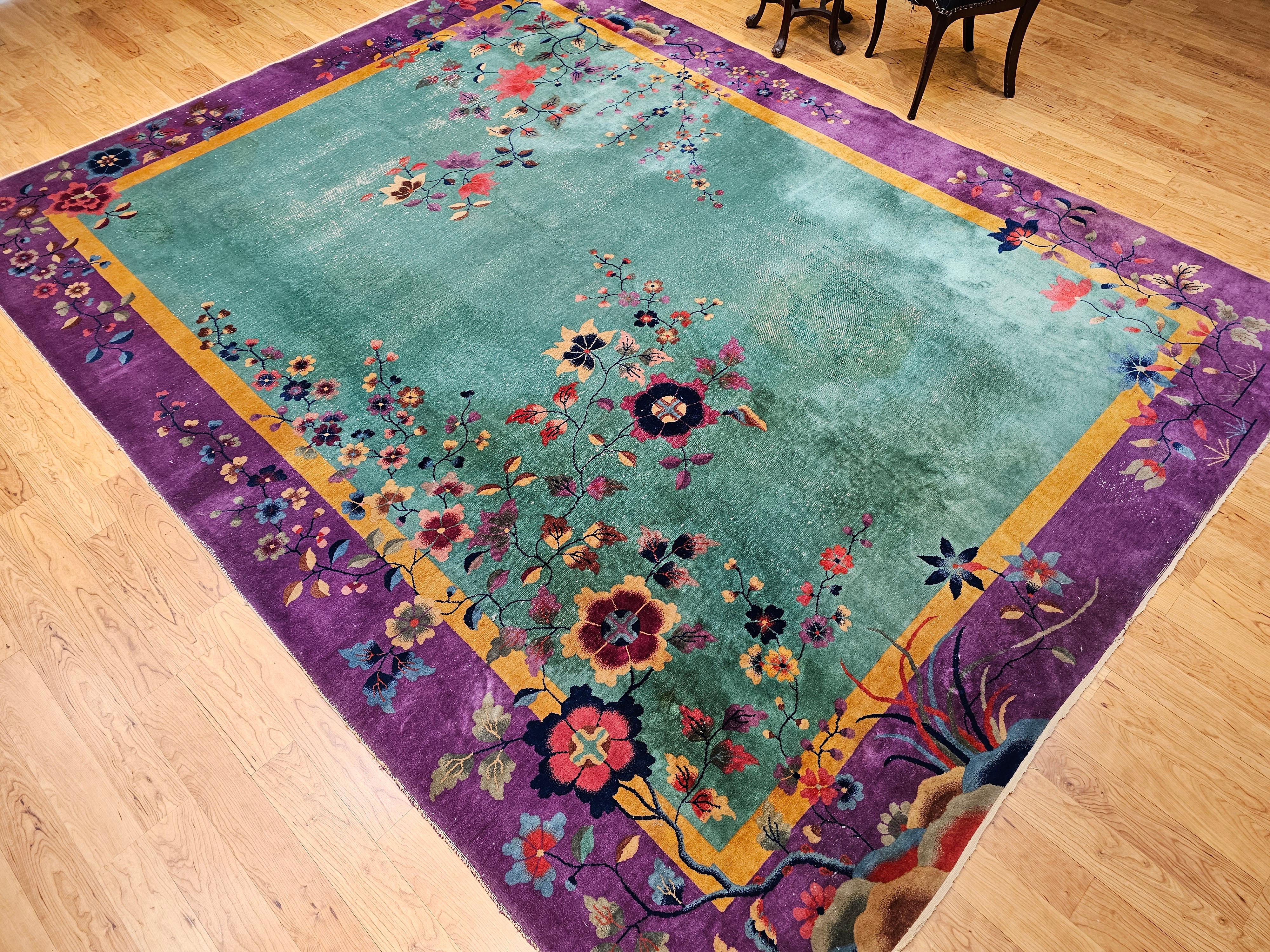 Vintage Room Size Art Deco Chinese Rug For Sale 13