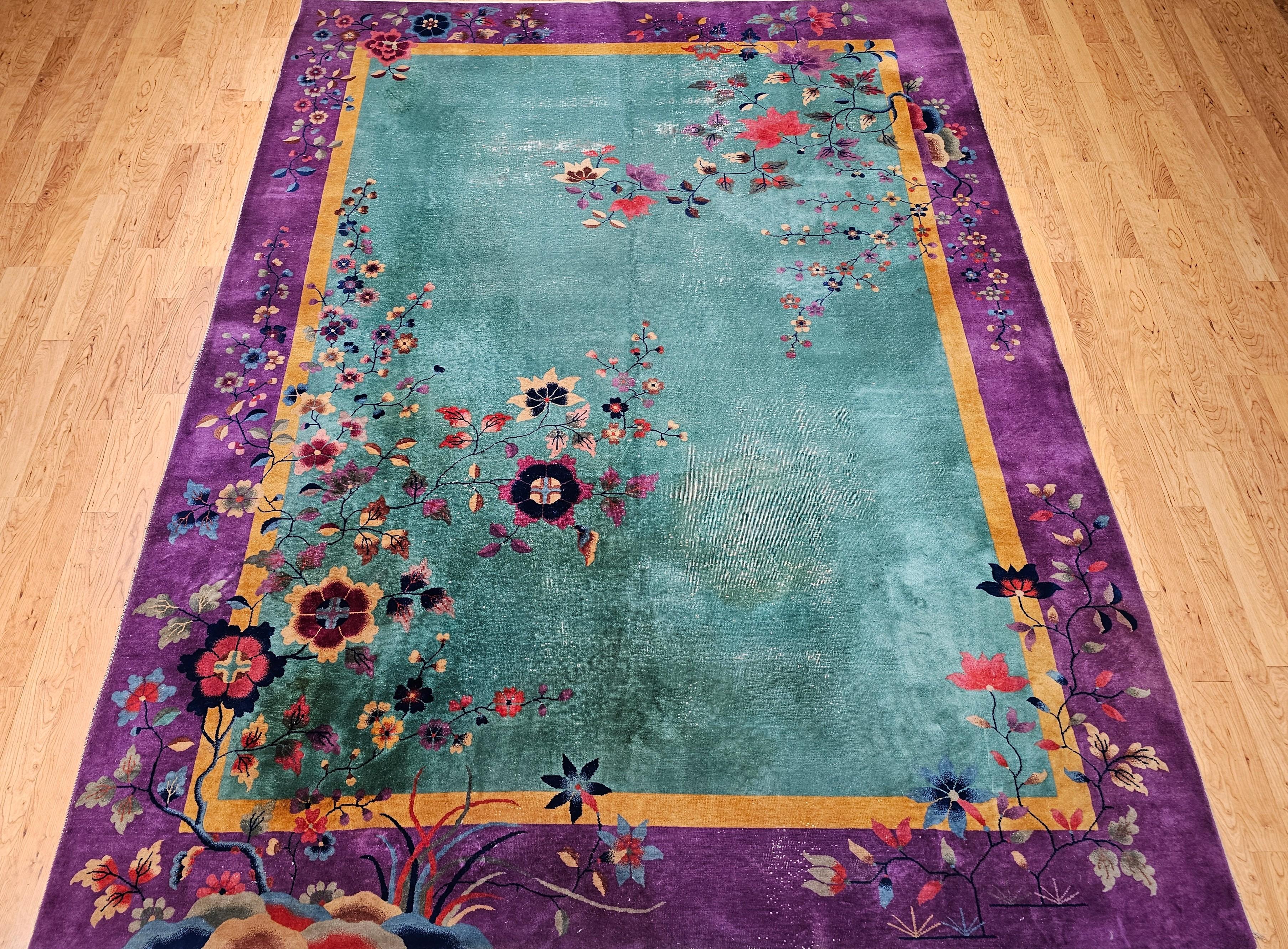 Vintage Room Size Art Deco Chinese Rug For Sale 14