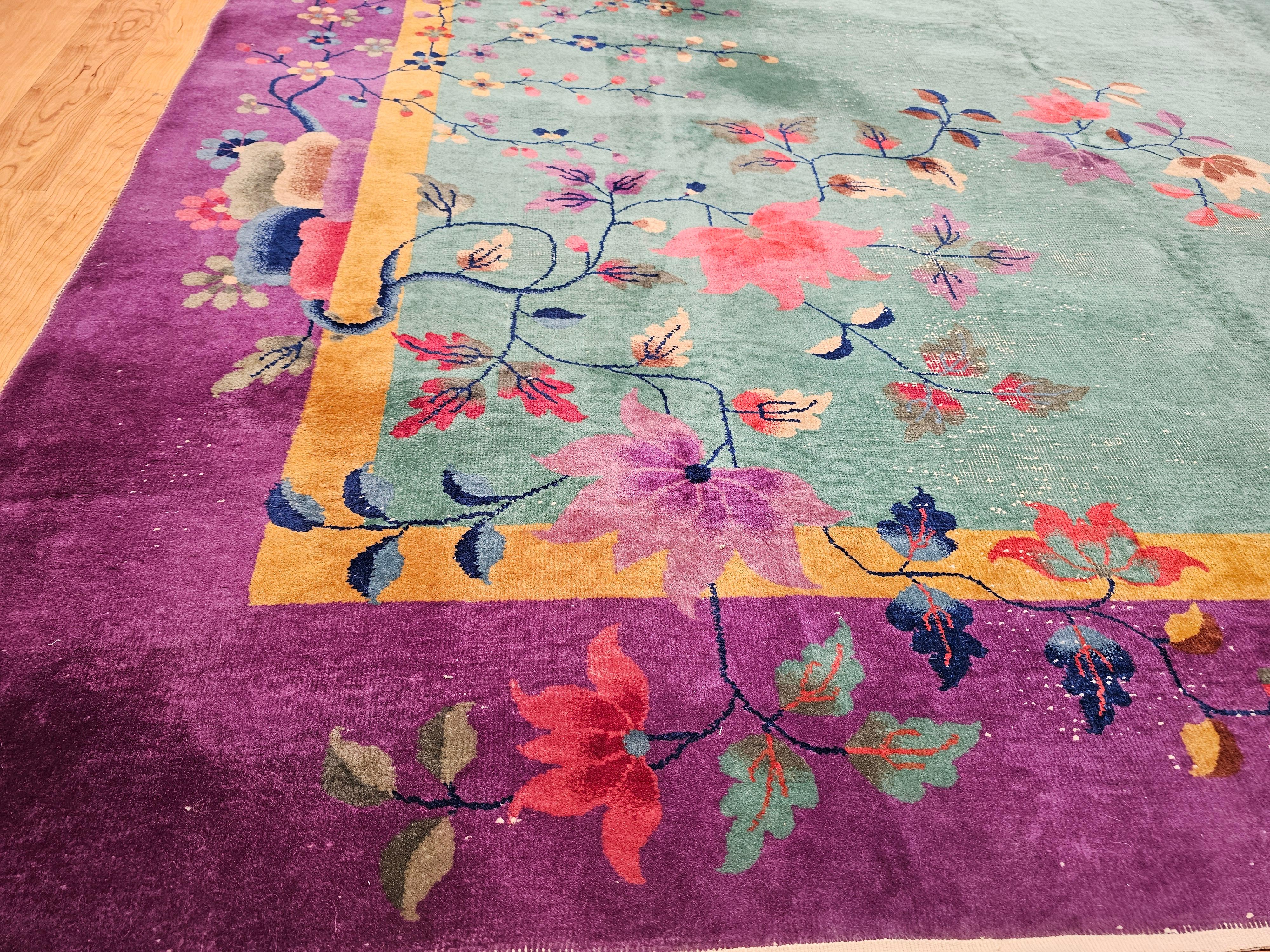 Vintage Room Size Art Deco Chinese Rug For Sale 5