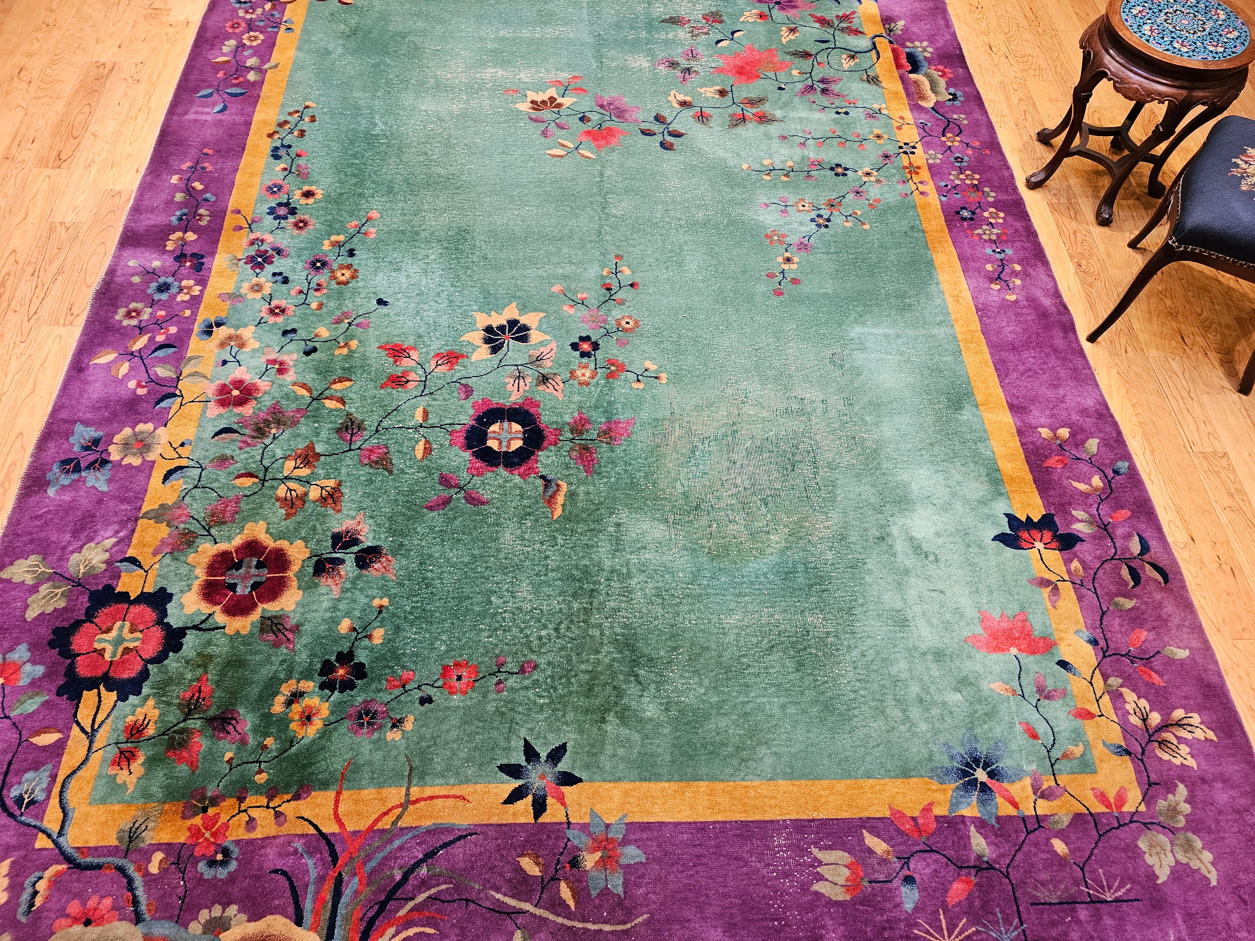 Vintage Room Size Art Deco Chinese Rug For Sale 8
