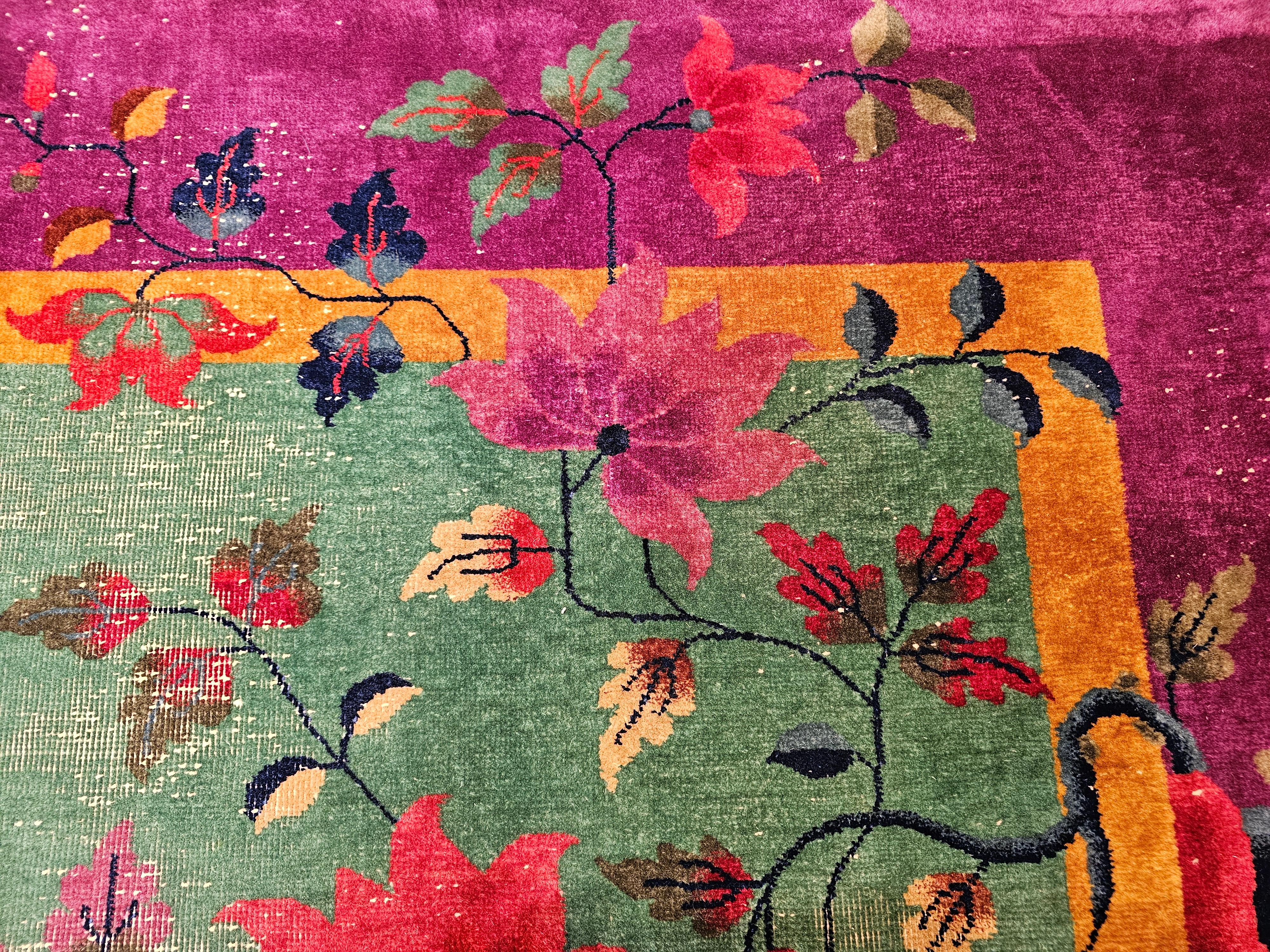 Vintage Room Size Art Deco Chinese Rug For Sale 3