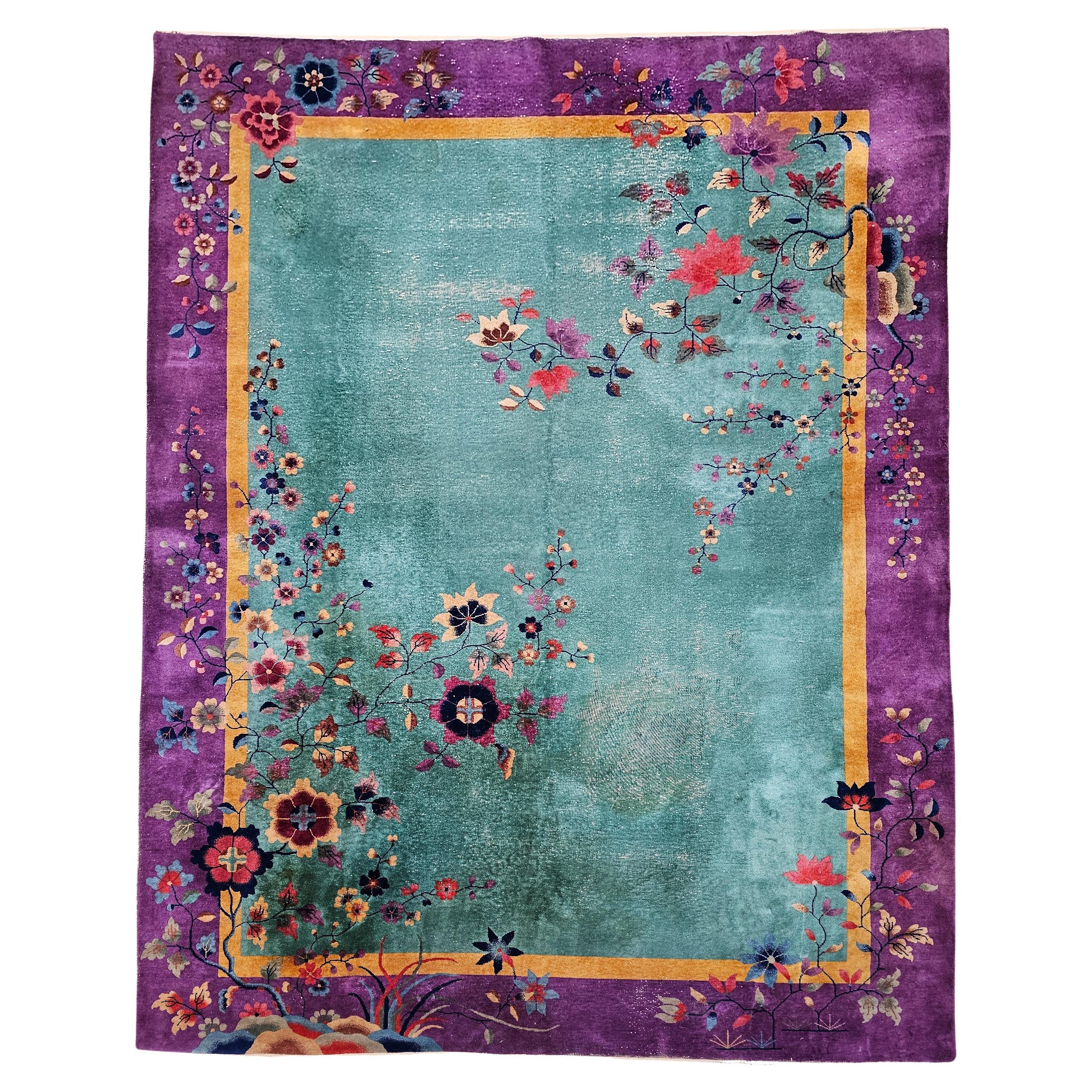 Vintage Room Size Art Deco Chinese Rug