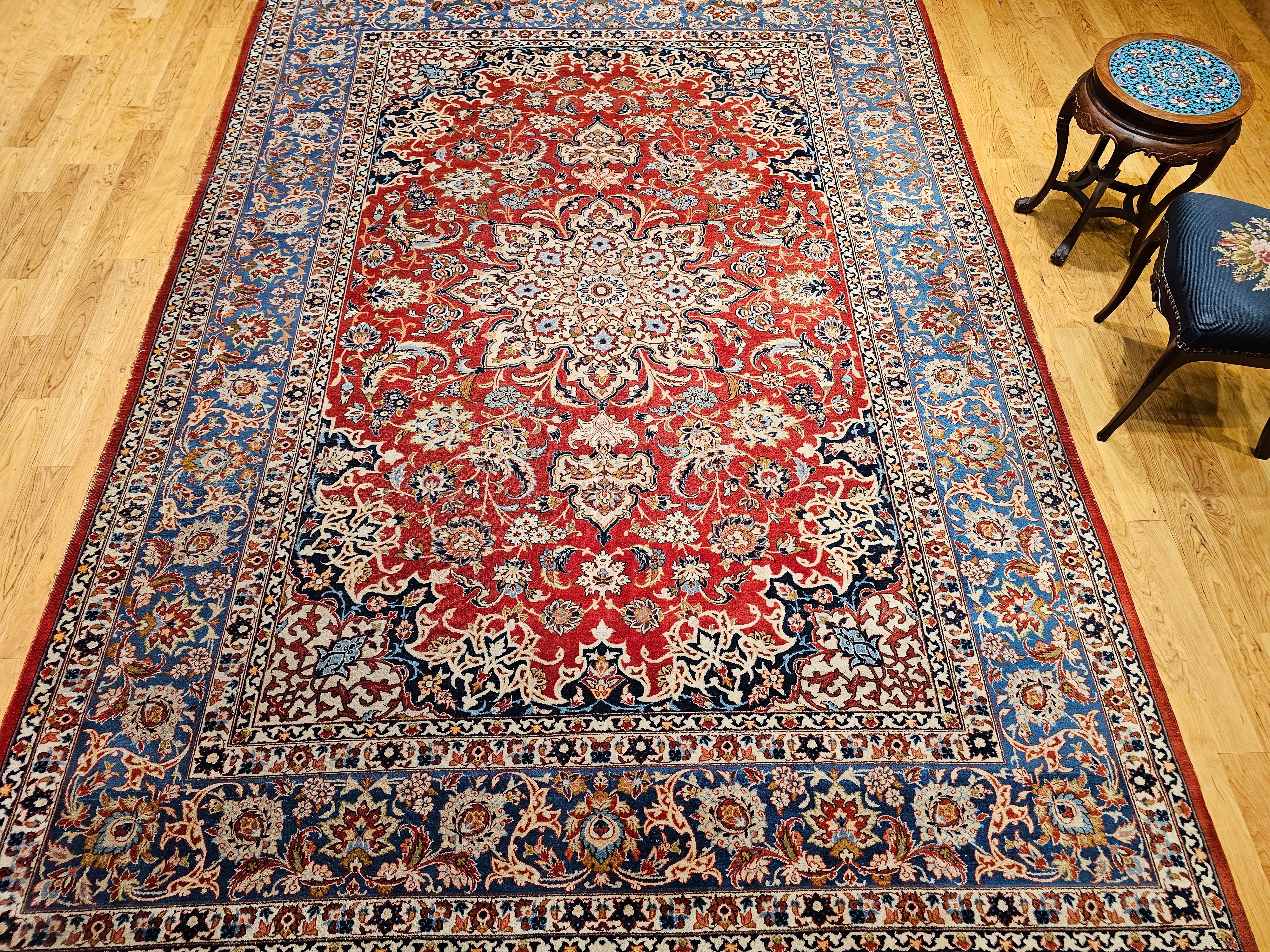 Persischer Isfahan-Teppich in Zimmergröße mit Blumenmuster in Zimmergröße im Angebot 5