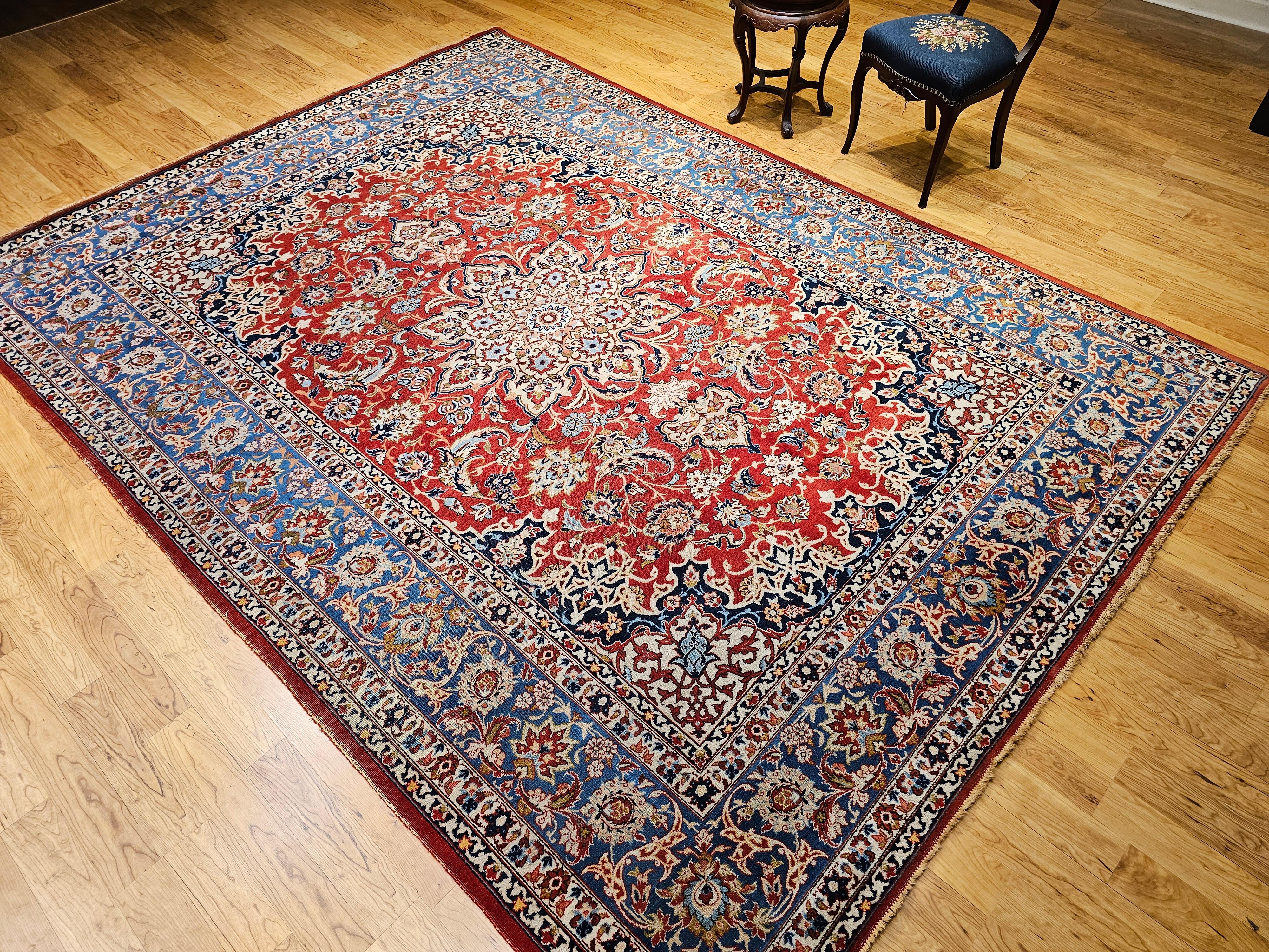 Persischer Isfahan-Teppich in Zimmergröße mit Blumenmuster in Zimmergröße im Angebot 11