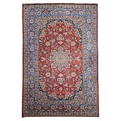 Vintage Room Size Persian Isfahan Rug in Floral Pattern