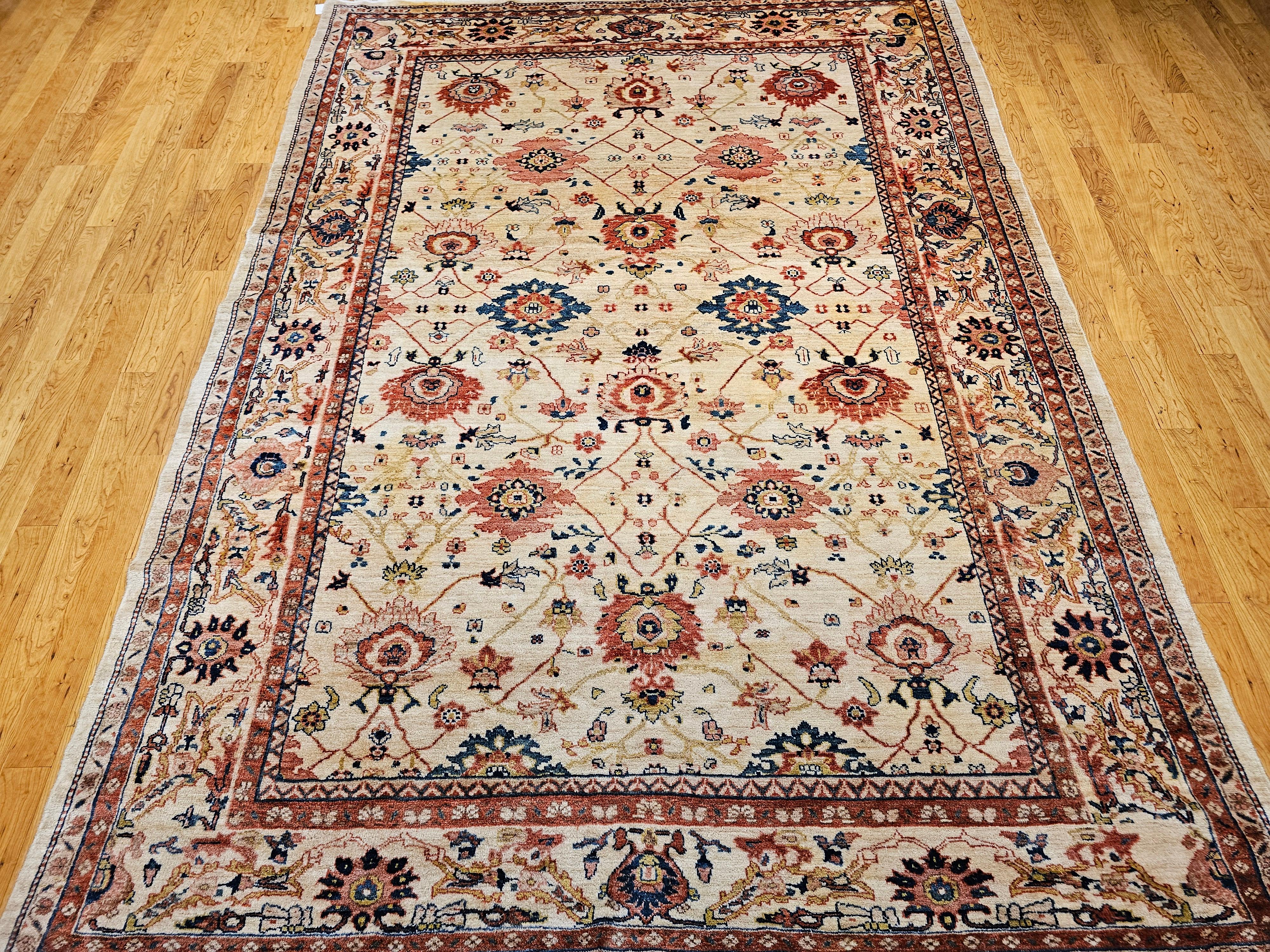 Vieille pièce Persian Mahal Sultanabad avec motif géométrique sur toute sa surface en vente 5