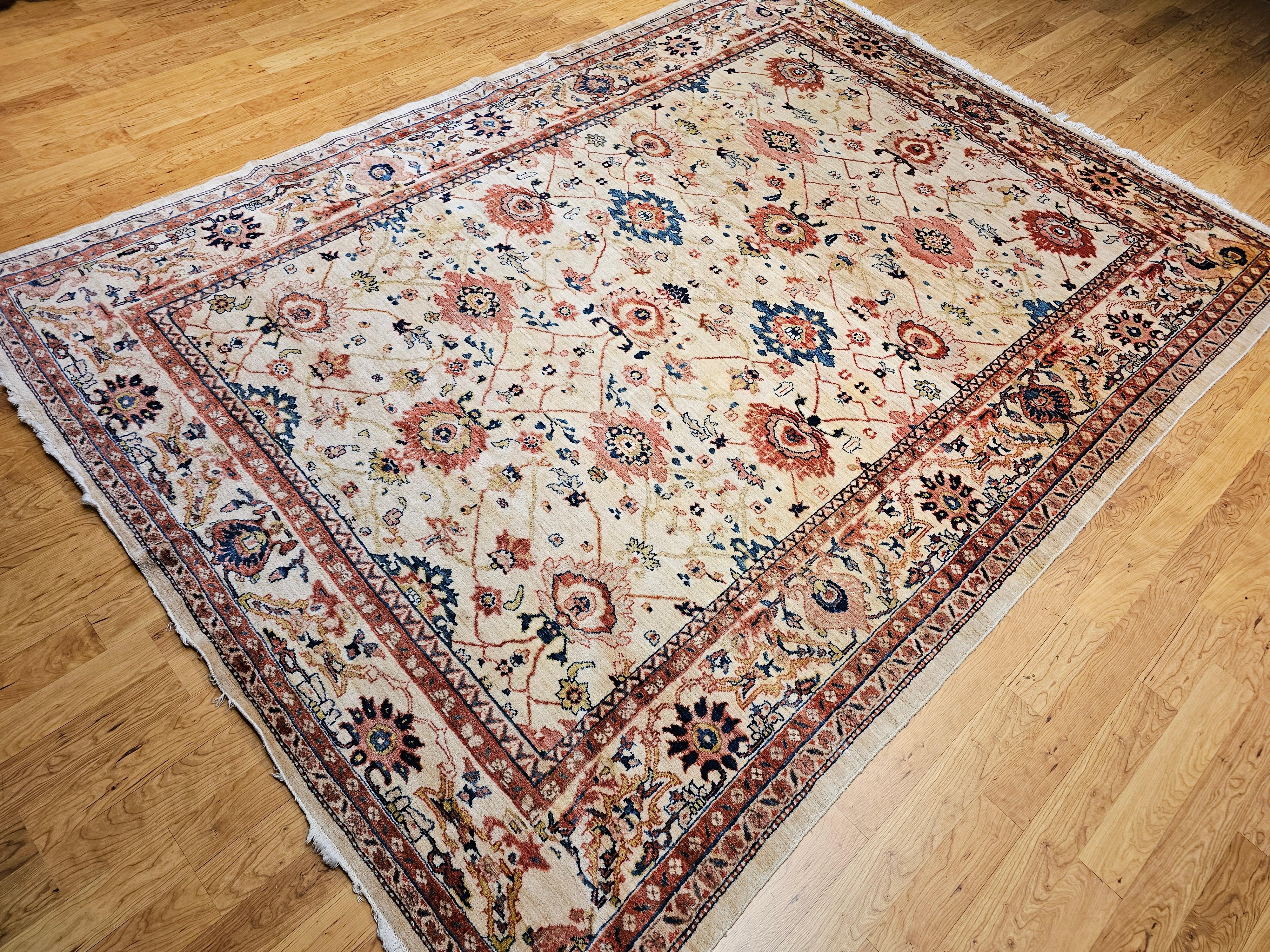 Vieille pièce Persian Mahal Sultanabad avec motif géométrique sur toute sa surface en vente 6