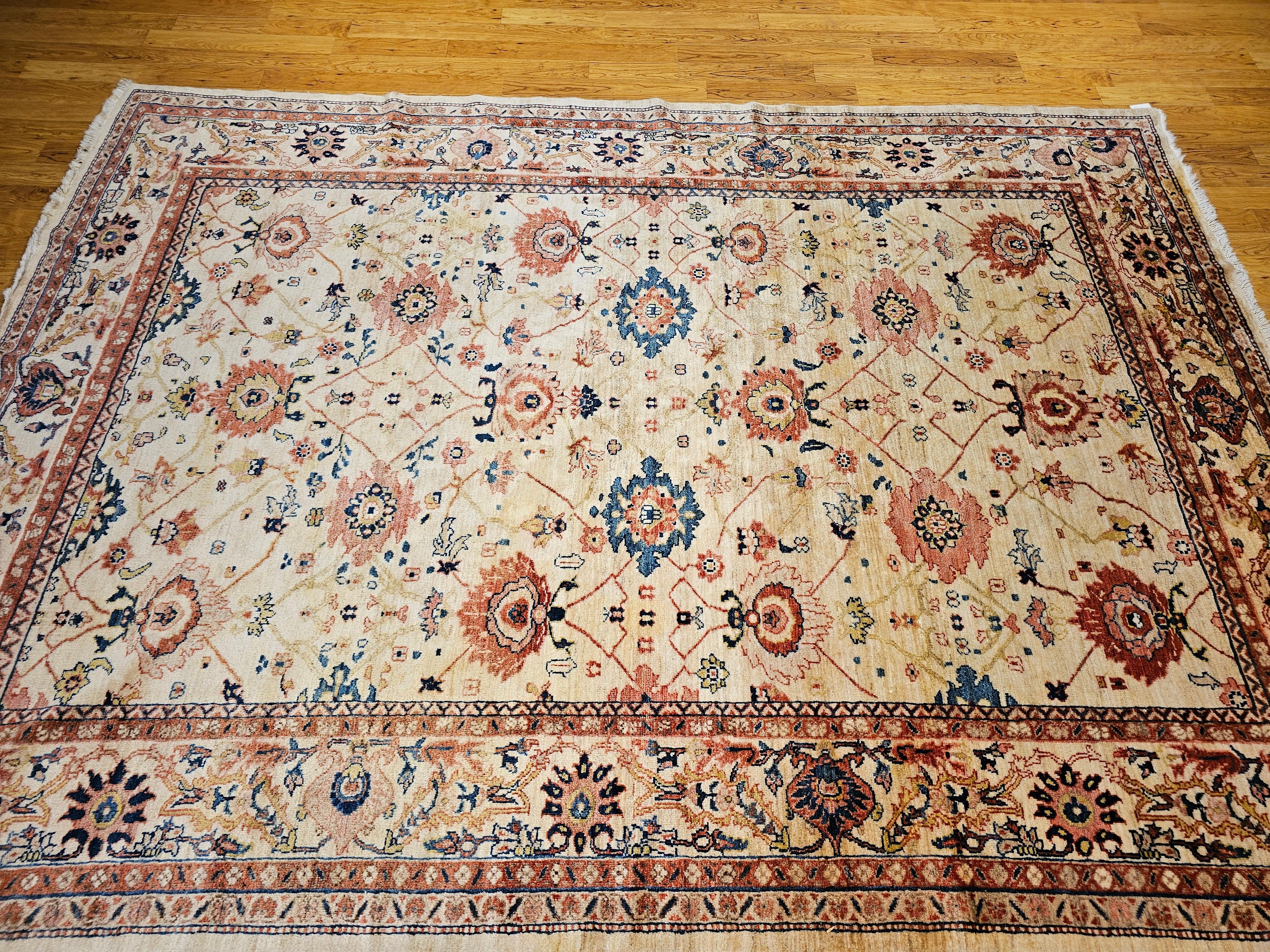 Vieille pièce Persian Mahal Sultanabad avec motif géométrique sur toute sa surface en vente 7