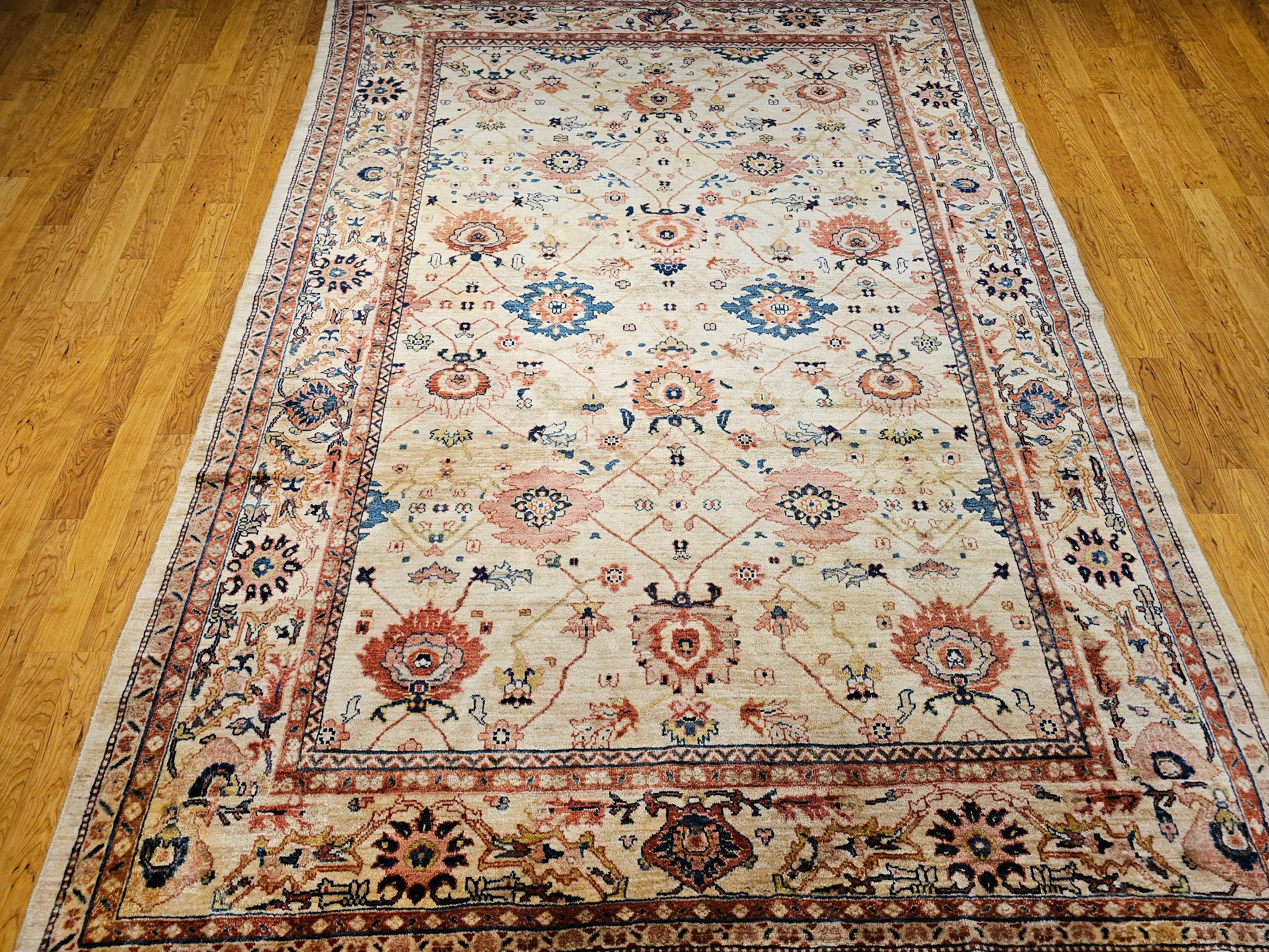 Vieille pièce Persian Mahal Sultanabad avec motif géométrique sur toute sa surface en vente 9